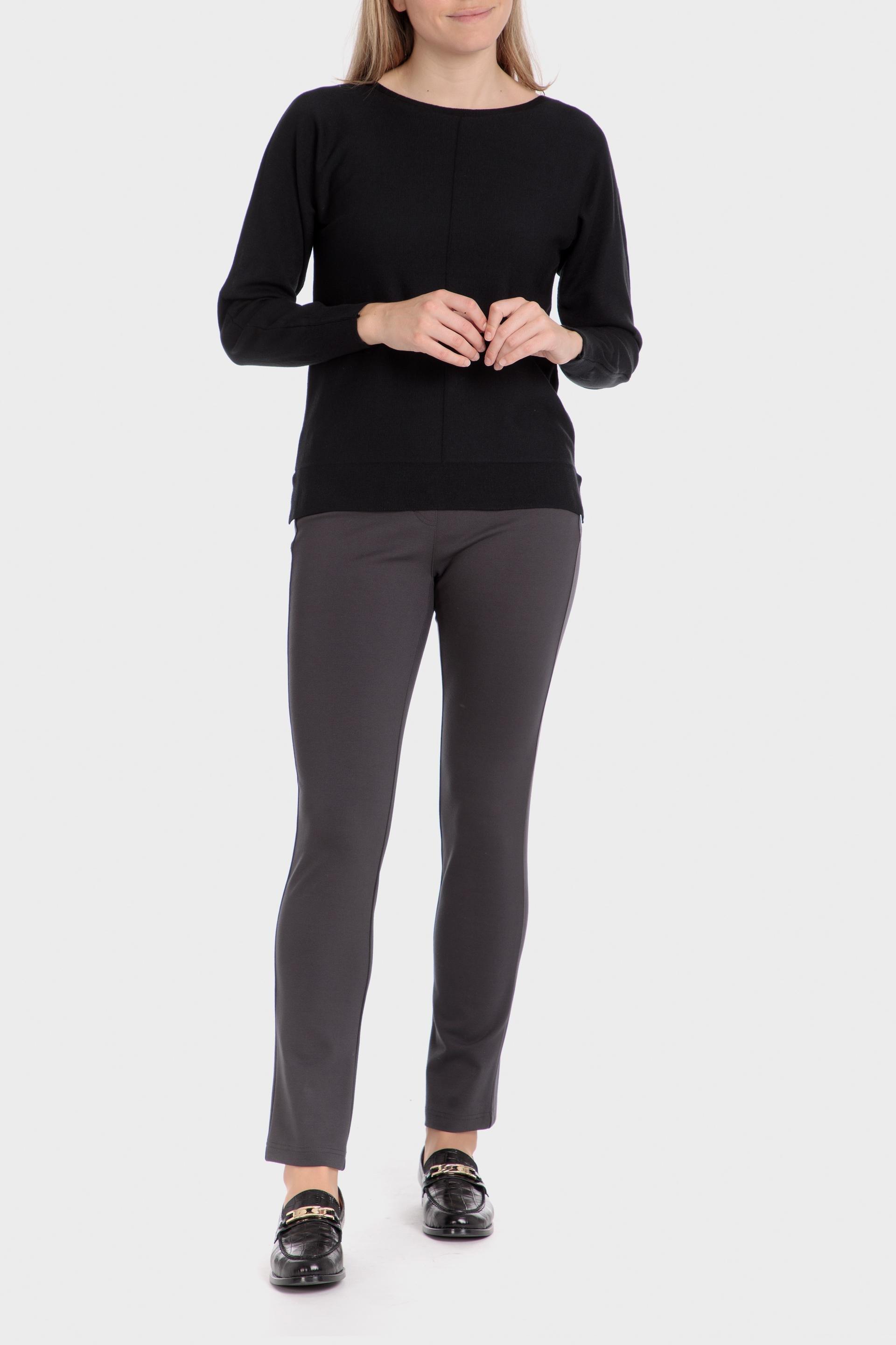 Grey Plain Casual Trousers, Green Dark Khaki, large image number 1