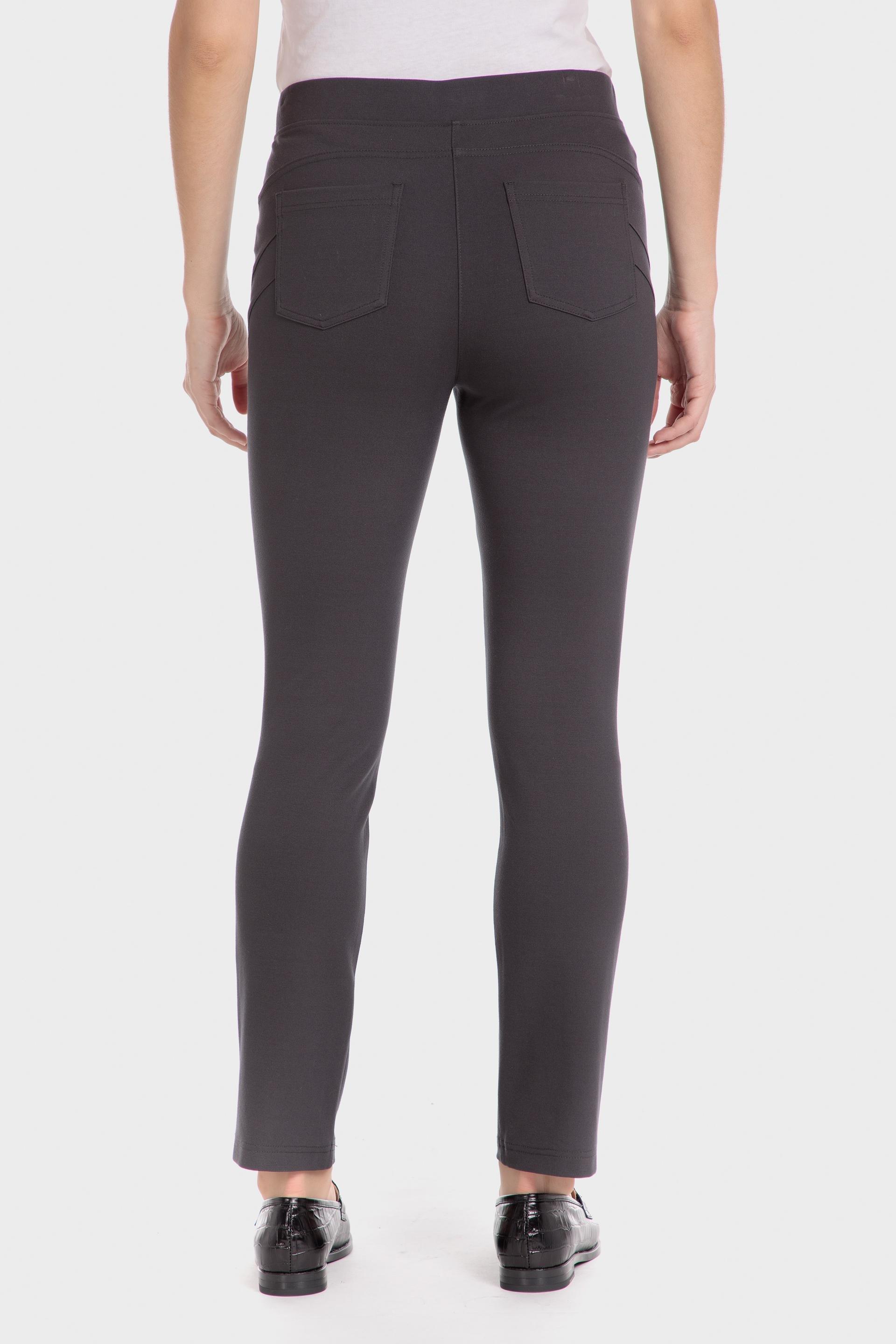 Grey Plain Casual Trousers, Green Dark Khaki, large image number 2