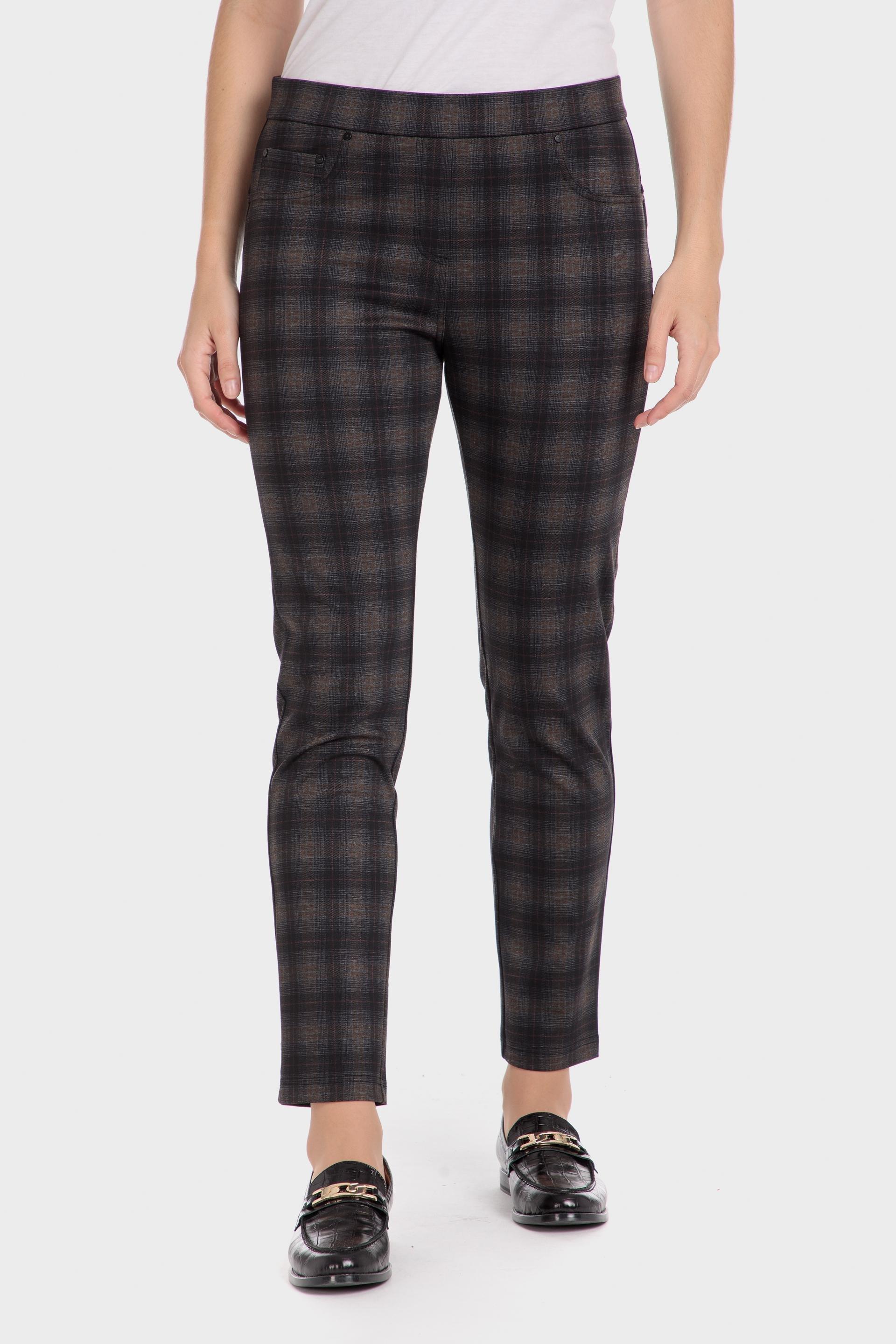 Black Plaid Checked Trousers, , large image number 0