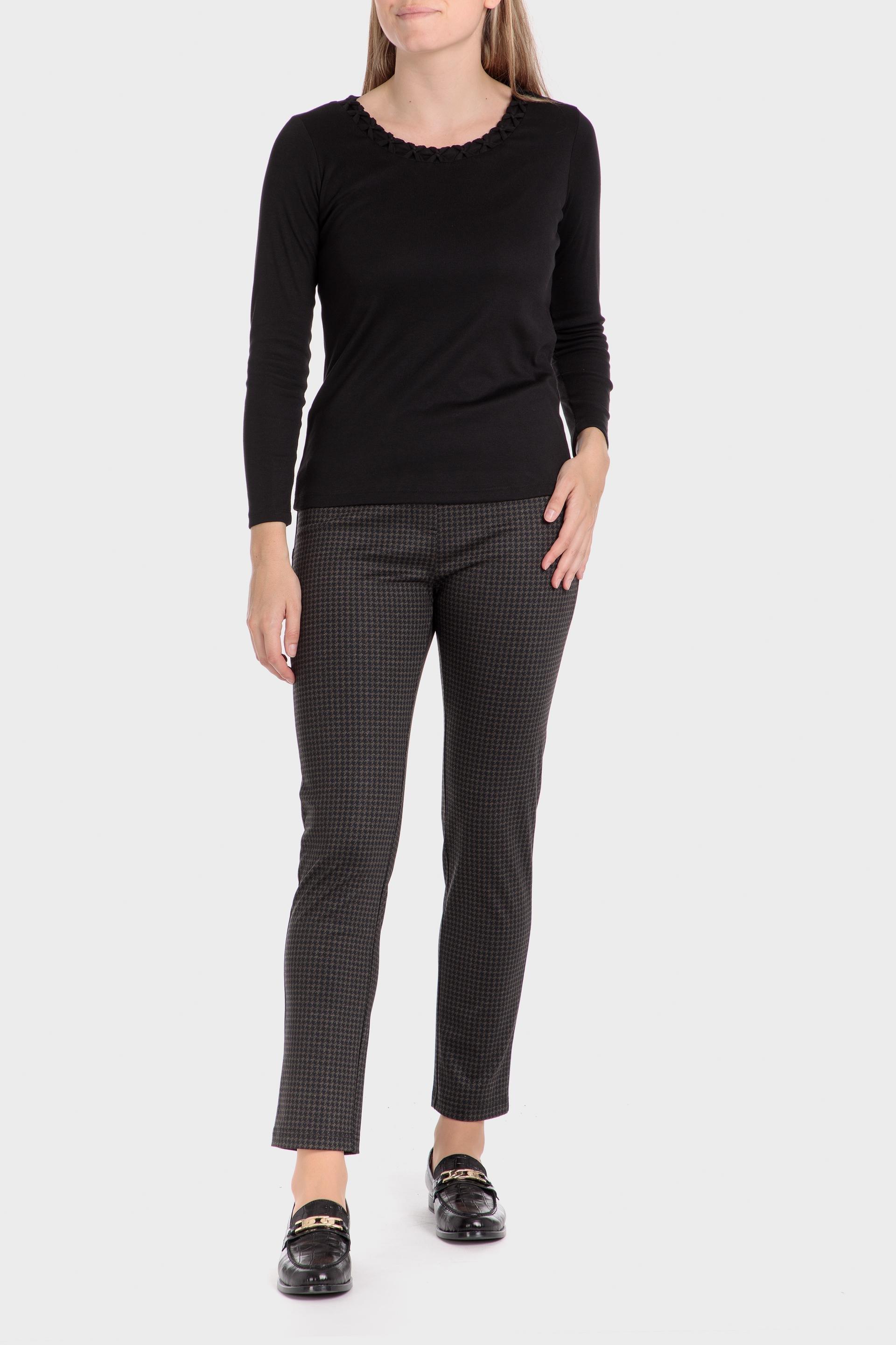 Black Plaid Formal Trousers, Brown, large image number 1