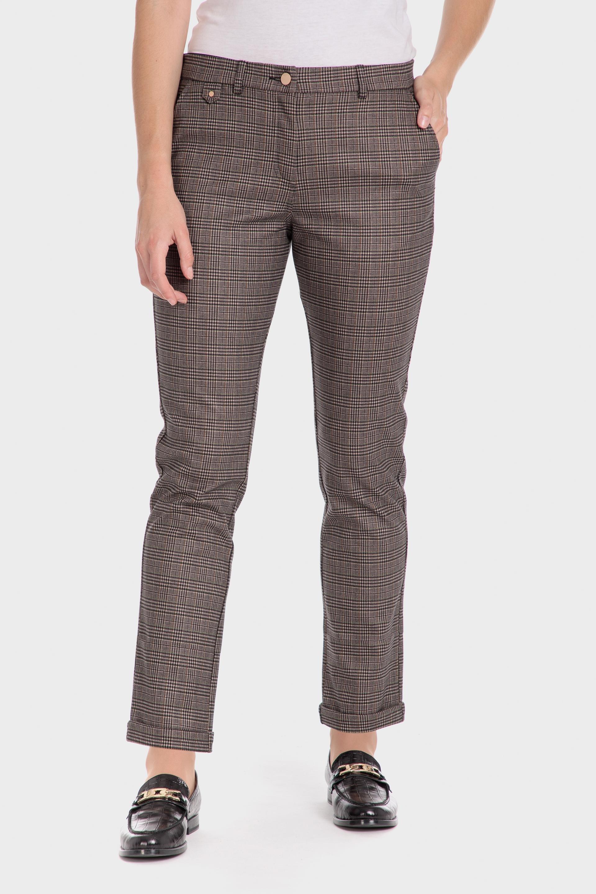 Beige Plaid Formal Trousers, Beige, large image number 0