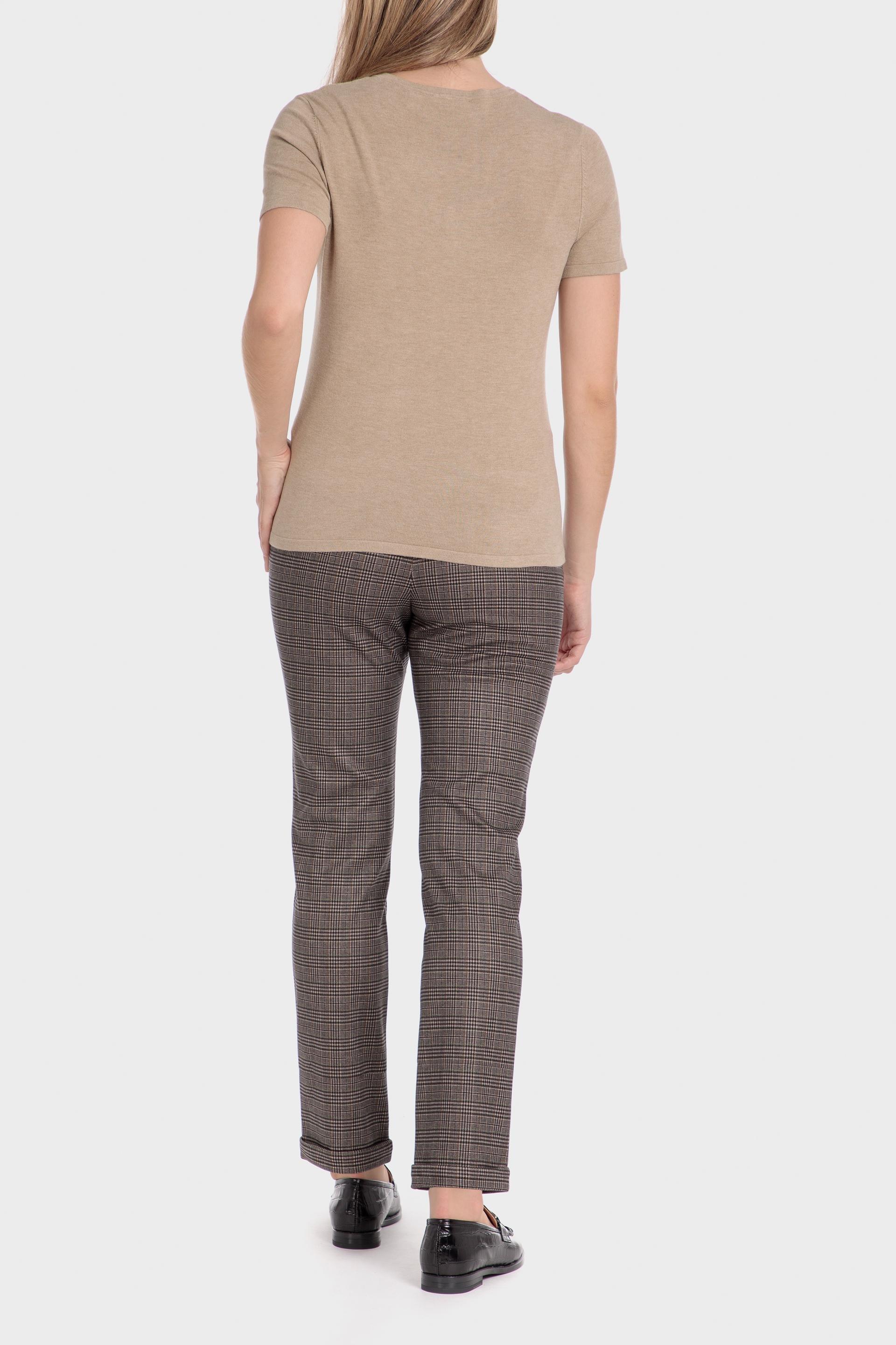 Beige Plaid Formal Trousers, Beige, large image number 3