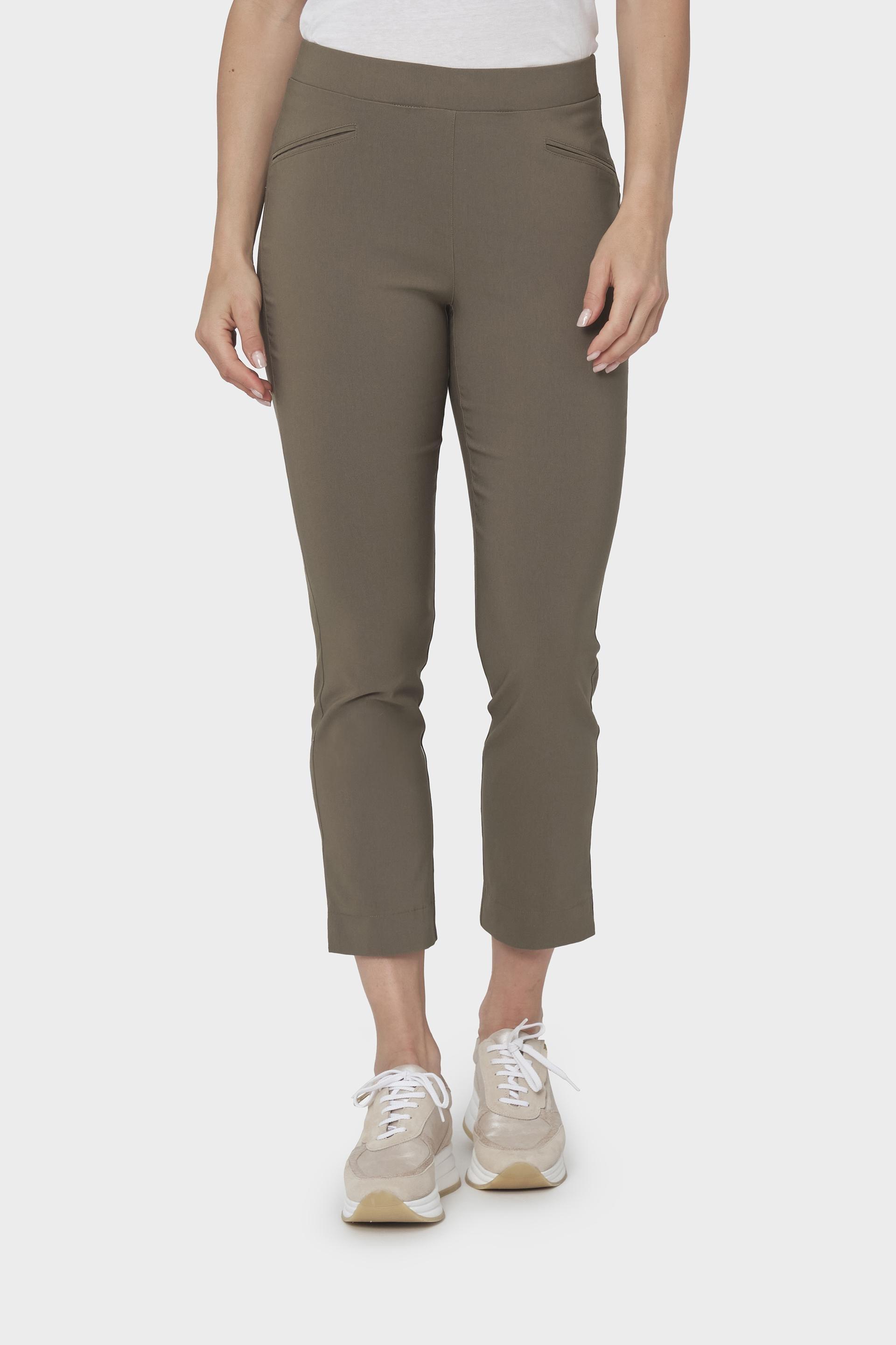 Khaki Plain Casual Capri, , large image number 0