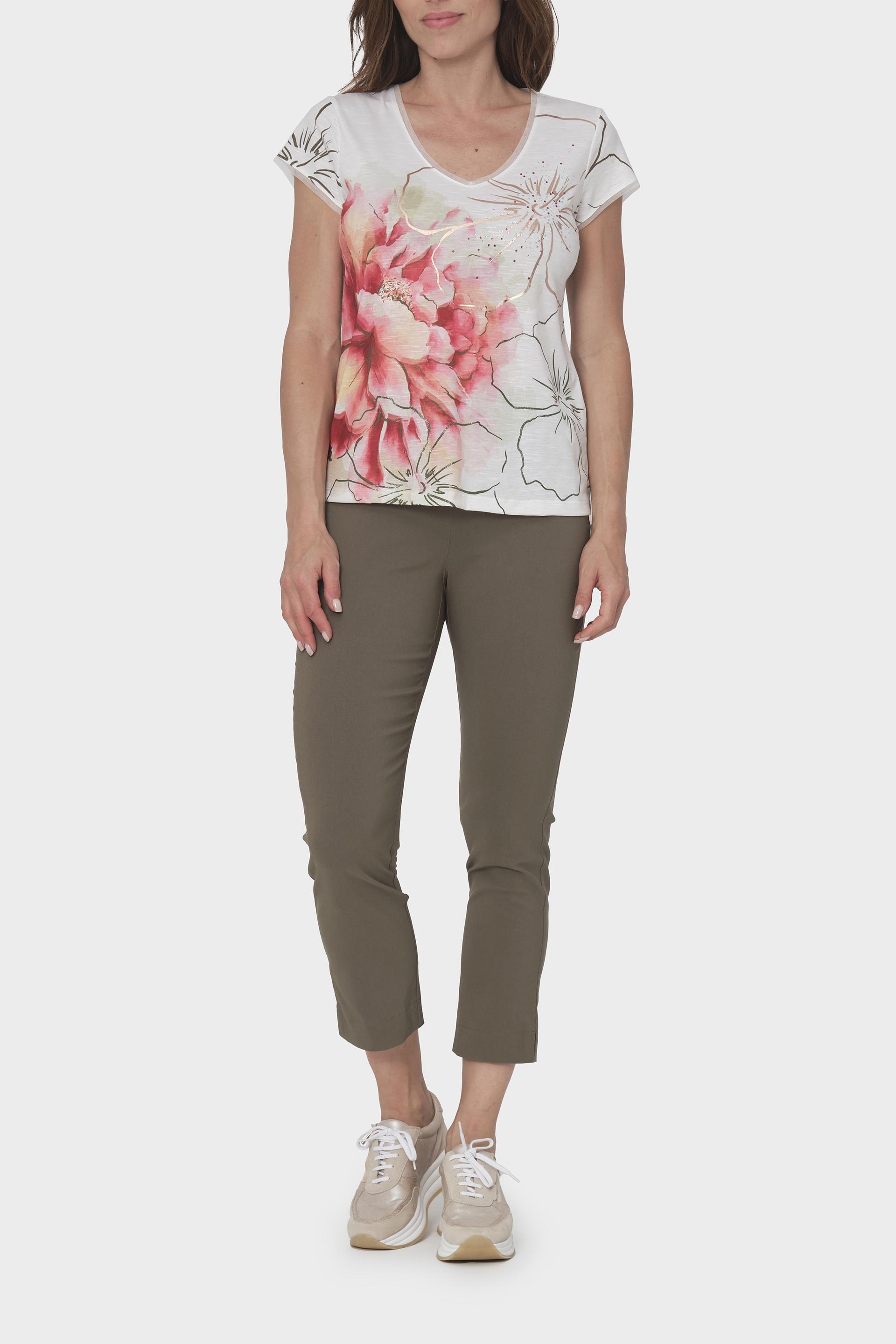 Khaki Plain Casual Capri, , large image number 1