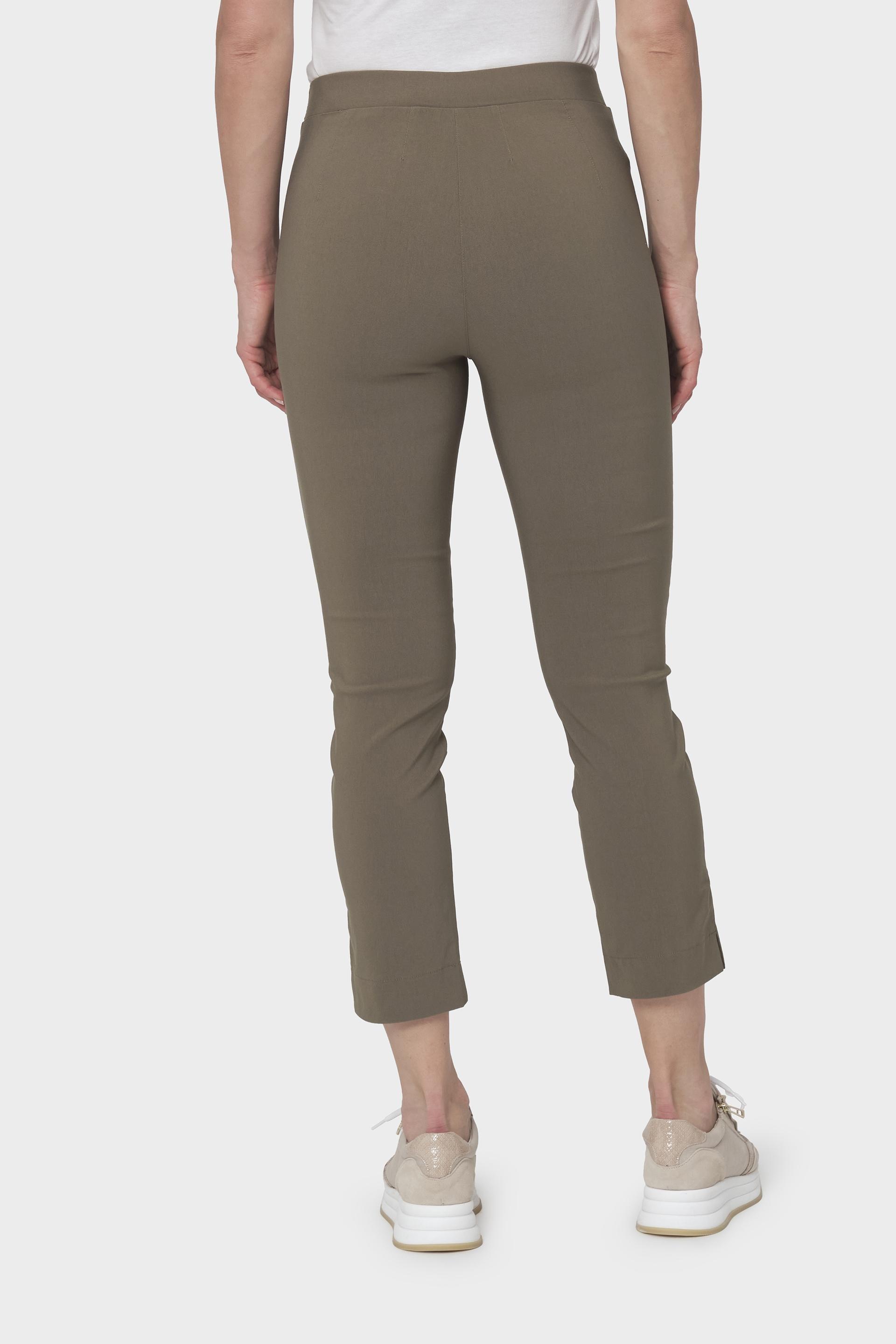Khaki Plain Casual Capri, , large image number 2