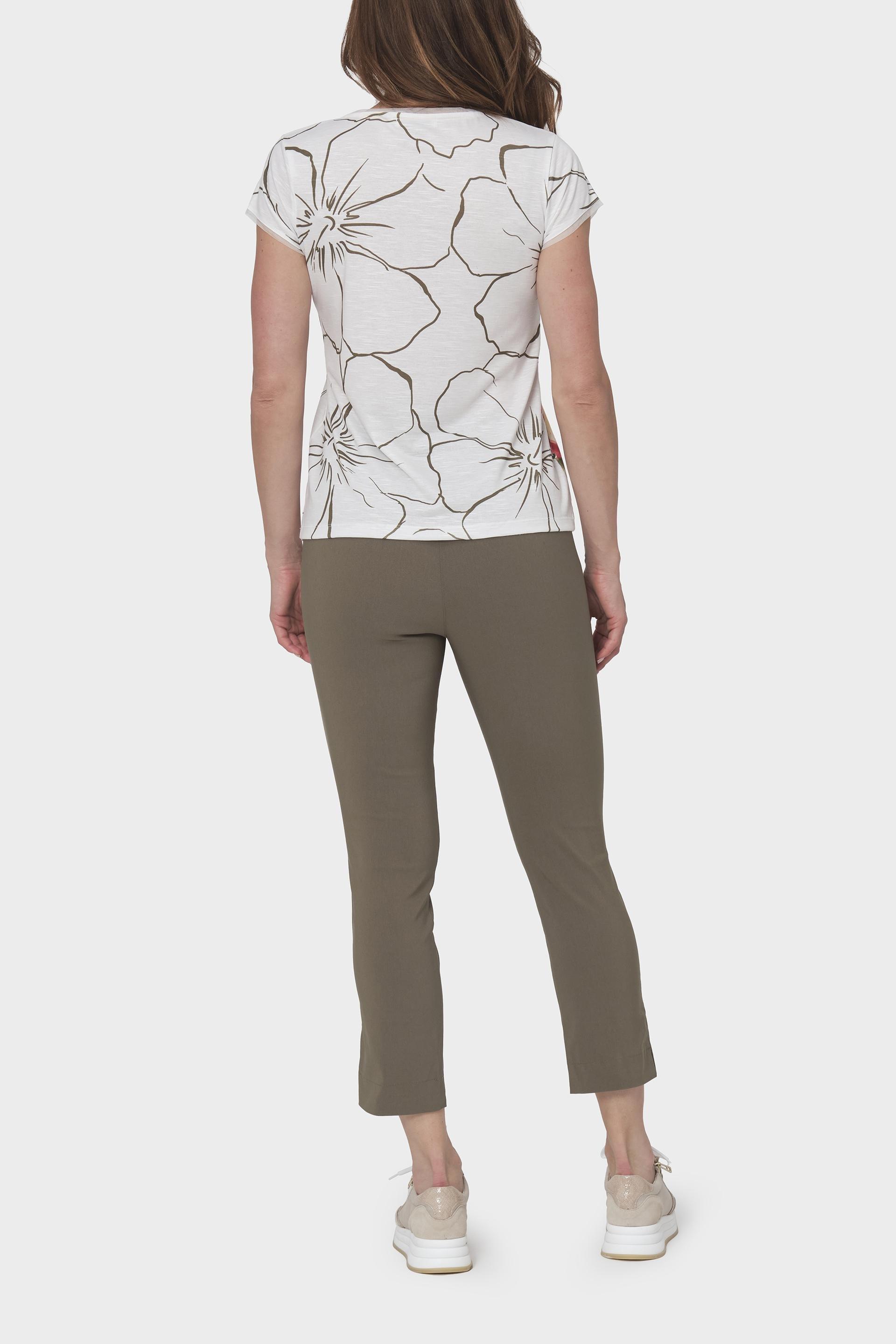 Khaki Plain Casual Capri, , large image number 3