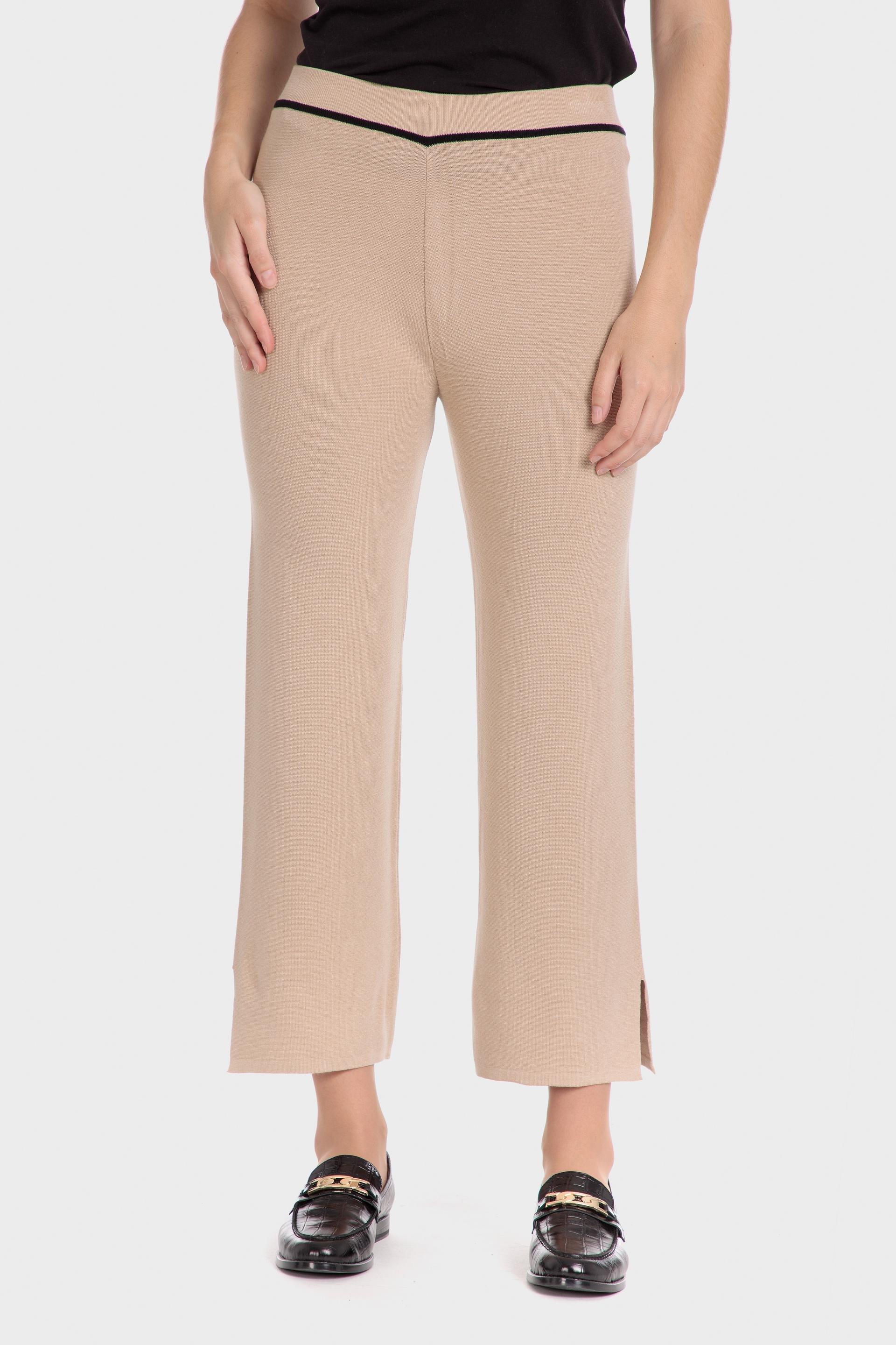 Beige Plain Casual Trousers, Beige, large image number 0