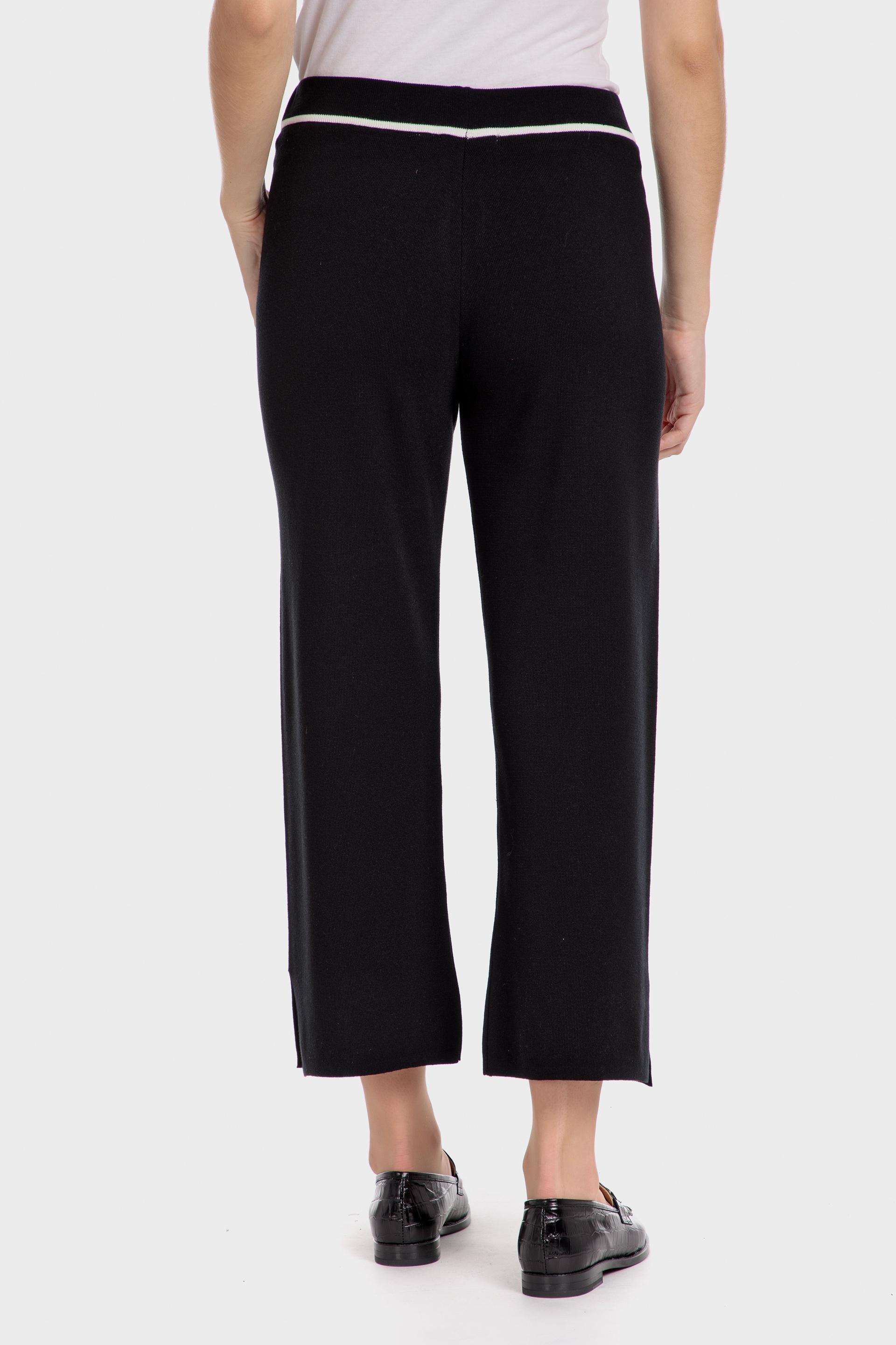 Black Cropped Tricot Trousers, Black, large image number 2