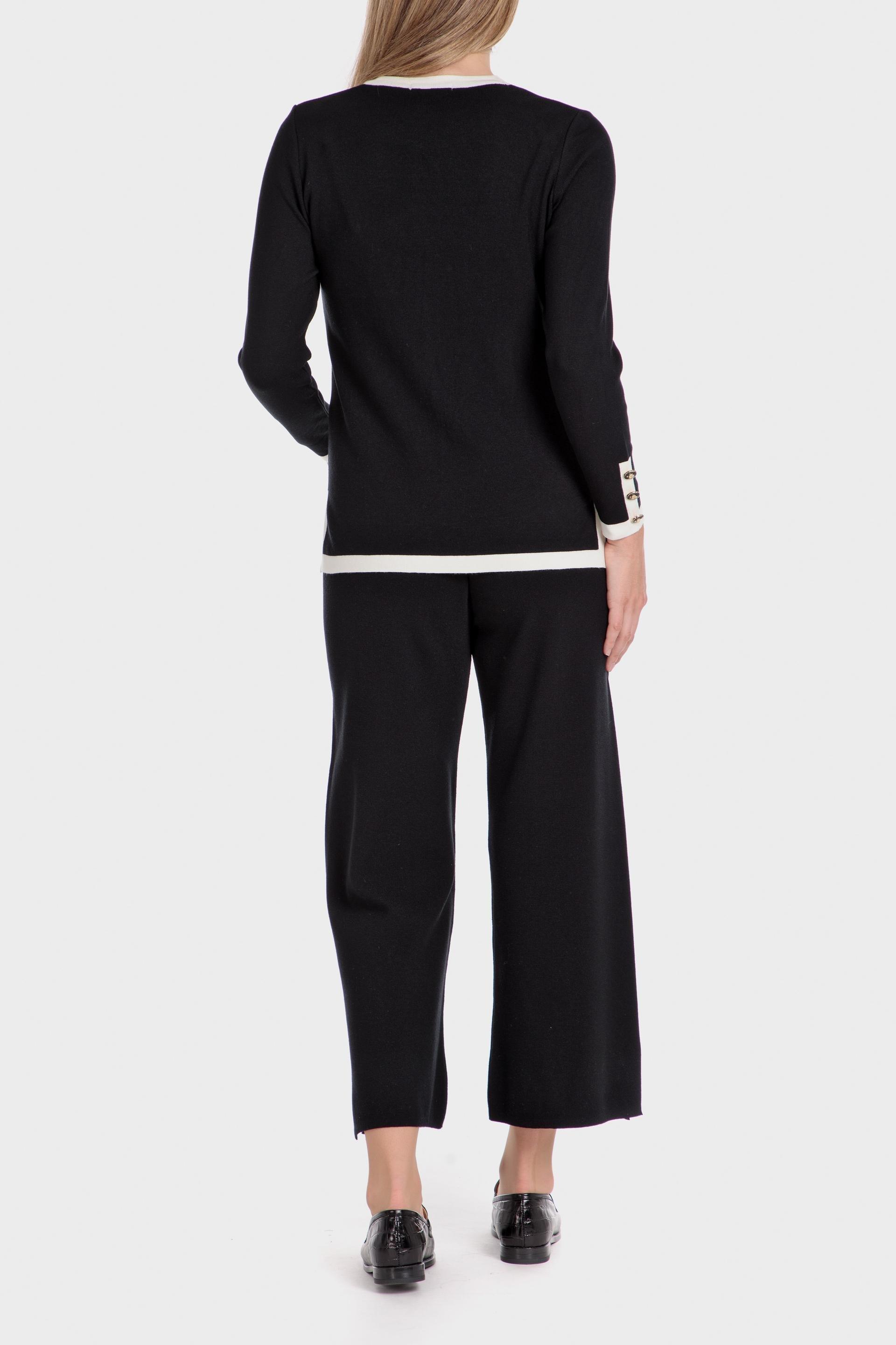 Black Cropped Tricot Trousers, Black, large image number 3