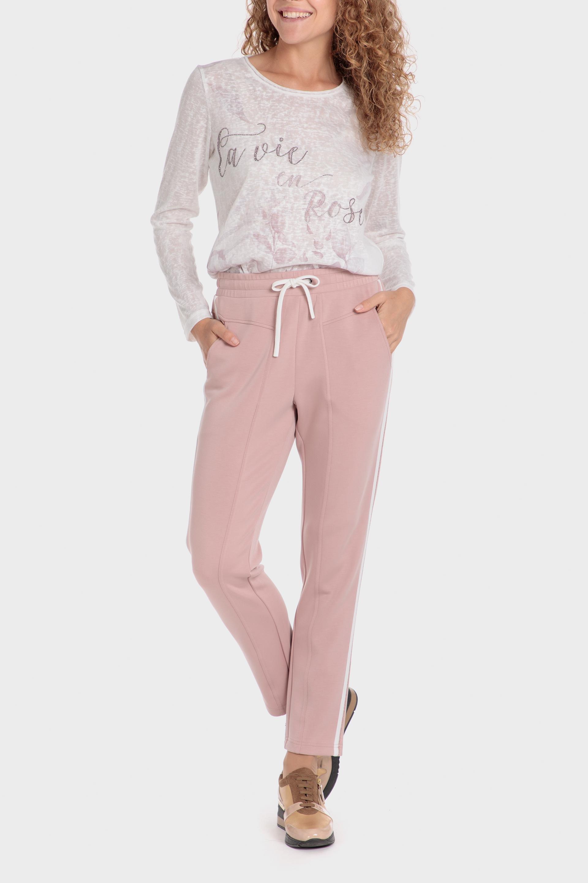 Pink Plain Casual Cropped Trousers, Pink Quartz, large image number 1