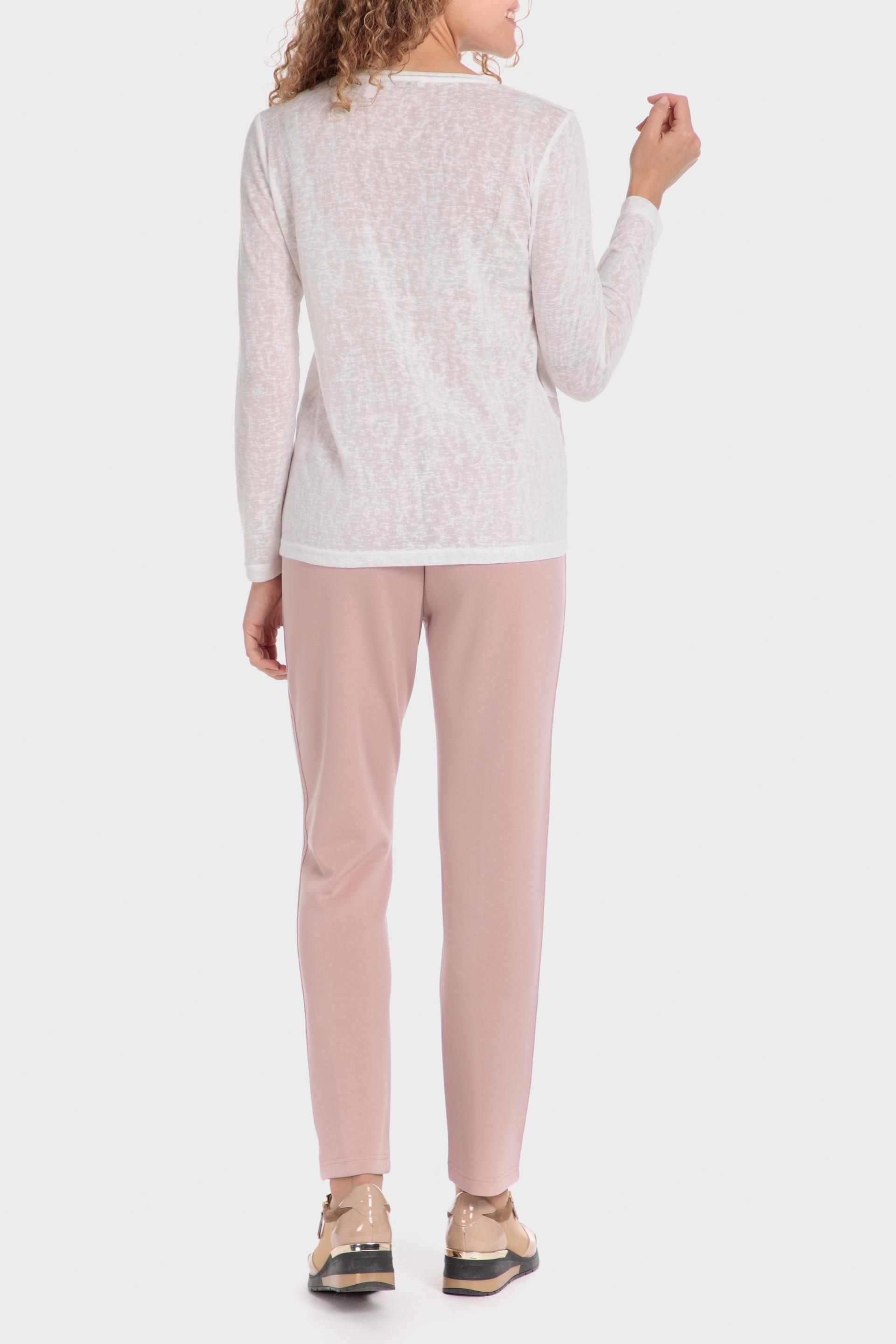Pink Plain Casual Cropped Trousers, Pink Quartz, large image number 3