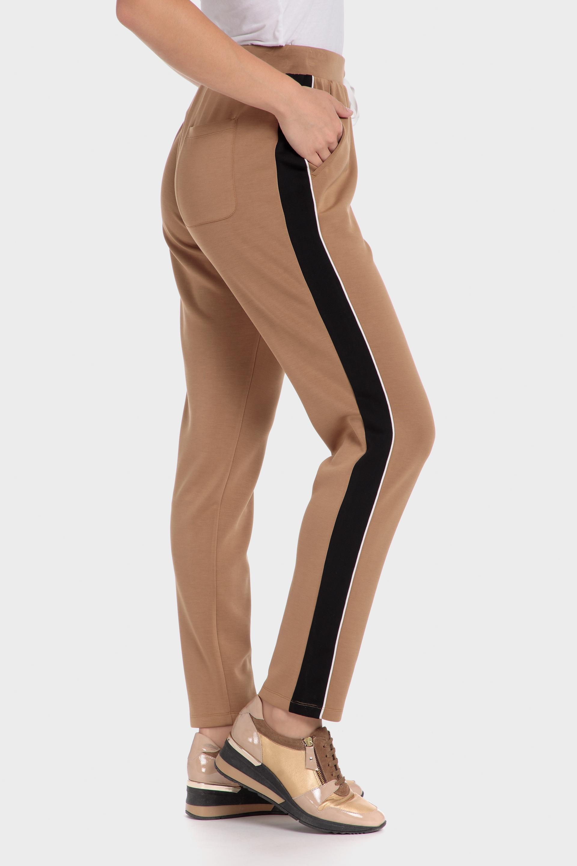 Beige Striped Casual Trousers, Beige Camel, large image number 2