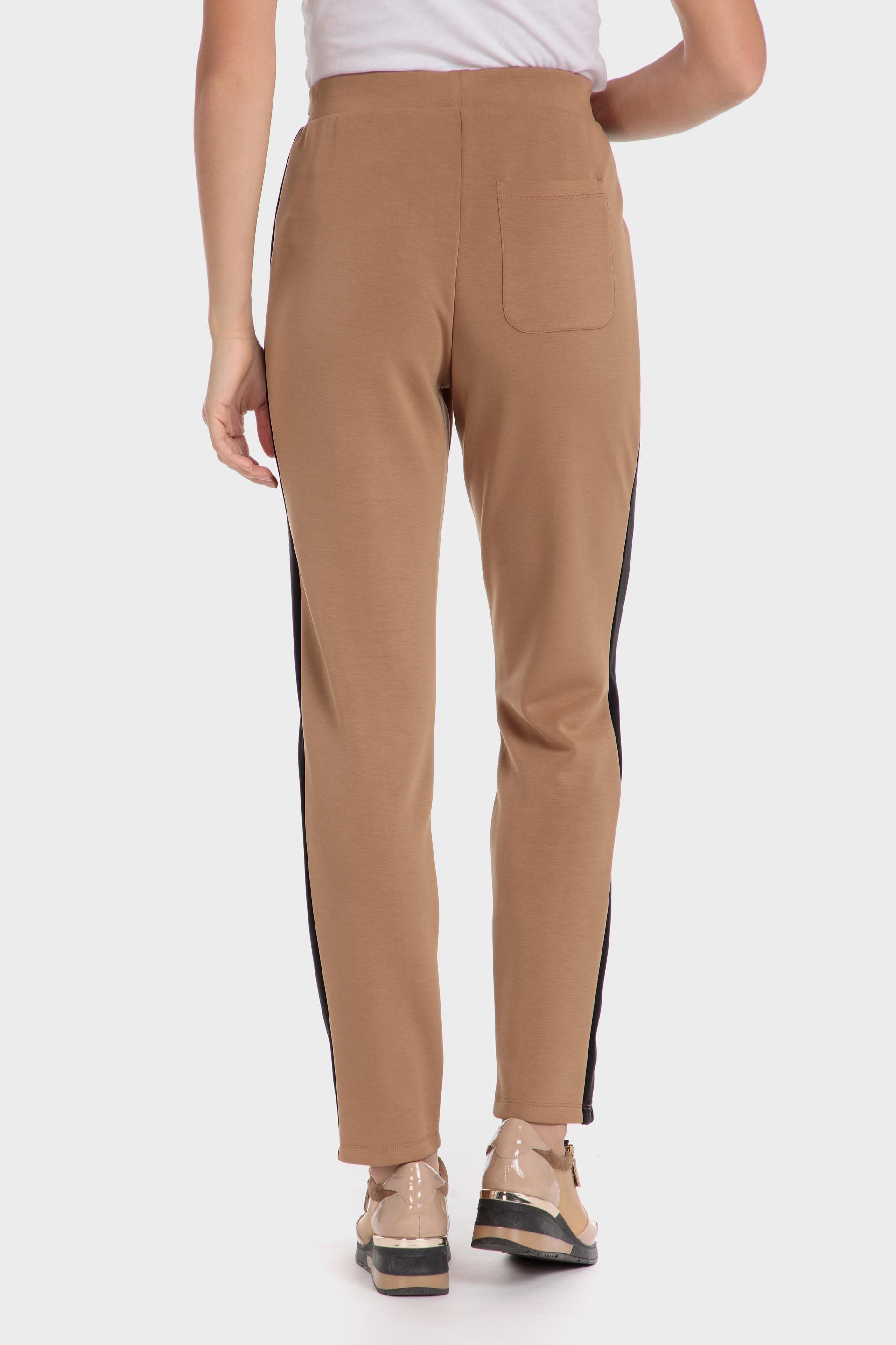 Beige Striped Casual Trousers, Beige Camel, large image number 4