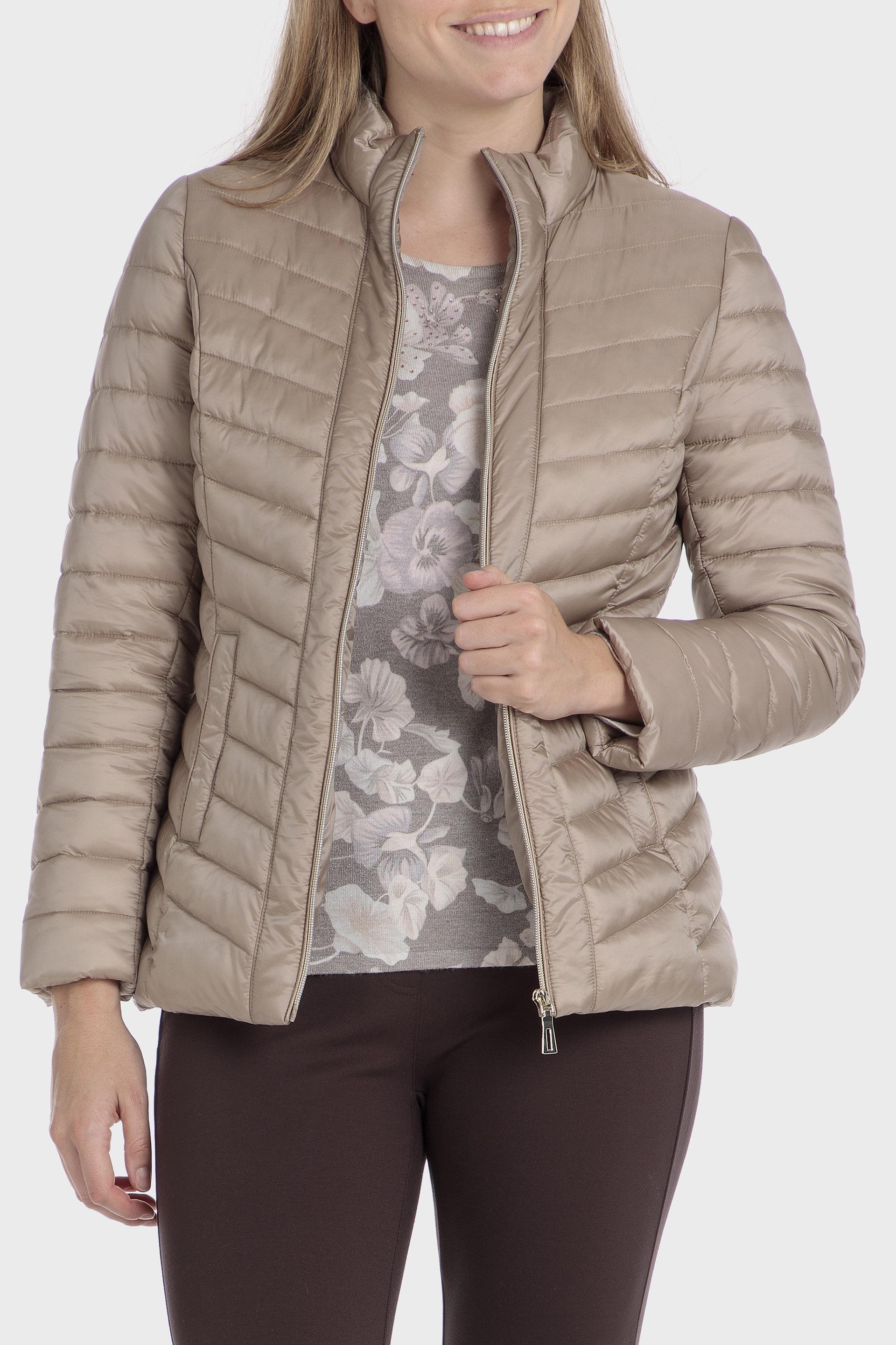 Beige Plain Puffer Parka, , large image number 0