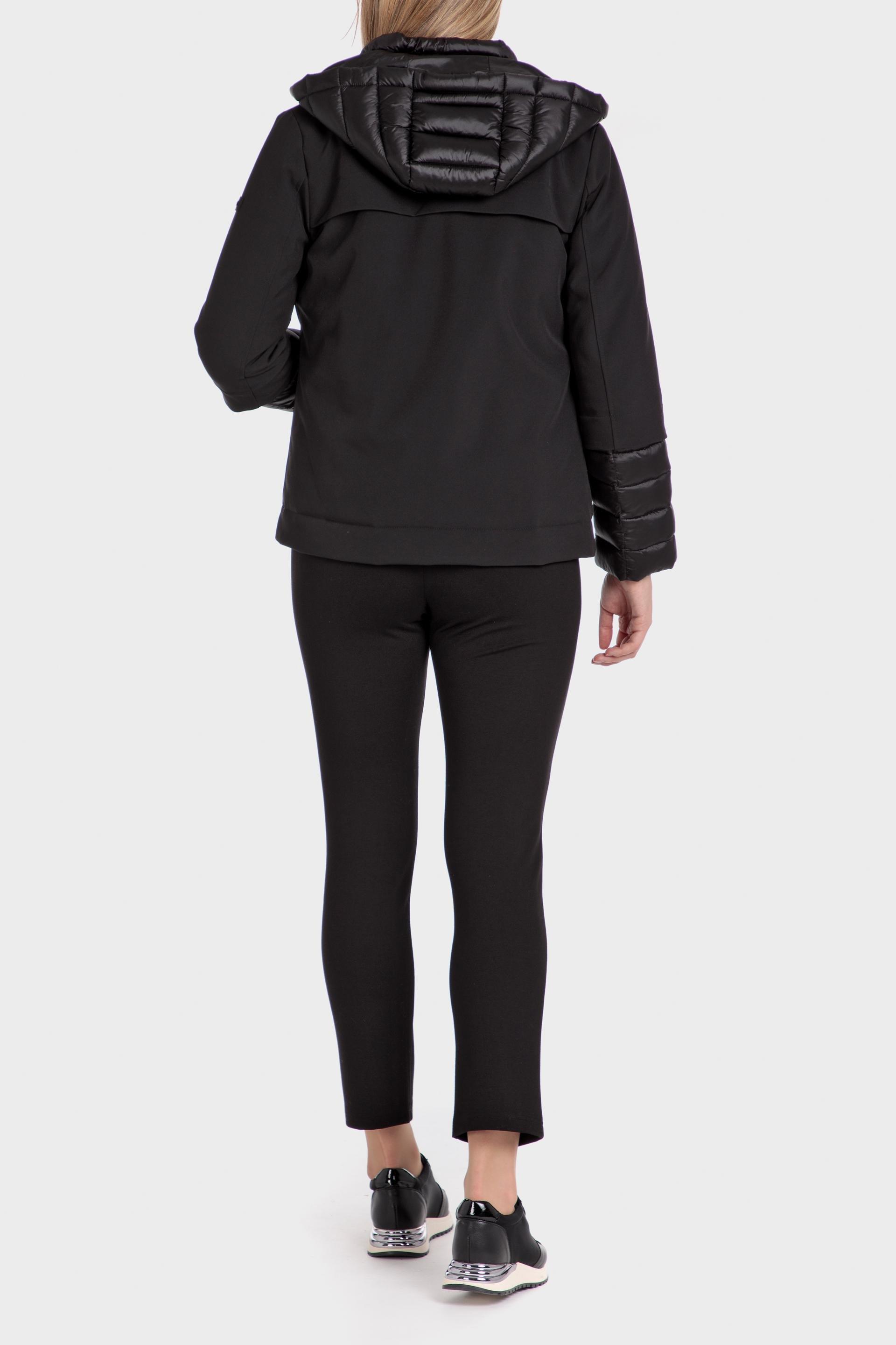 Black Striped Puffer Parka, Black, large image number 2