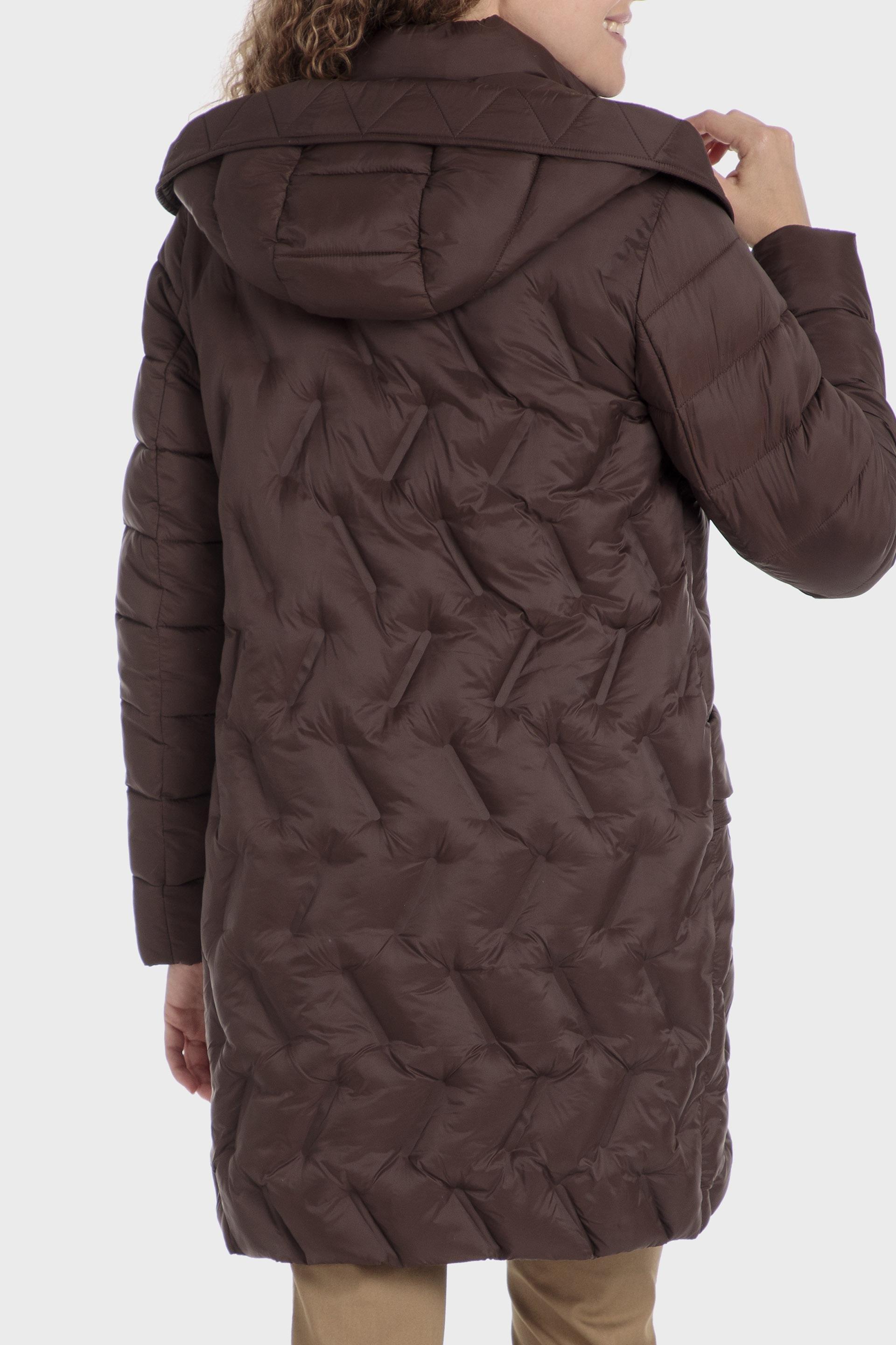 Brown Textured Puffer Long, , large image number 0