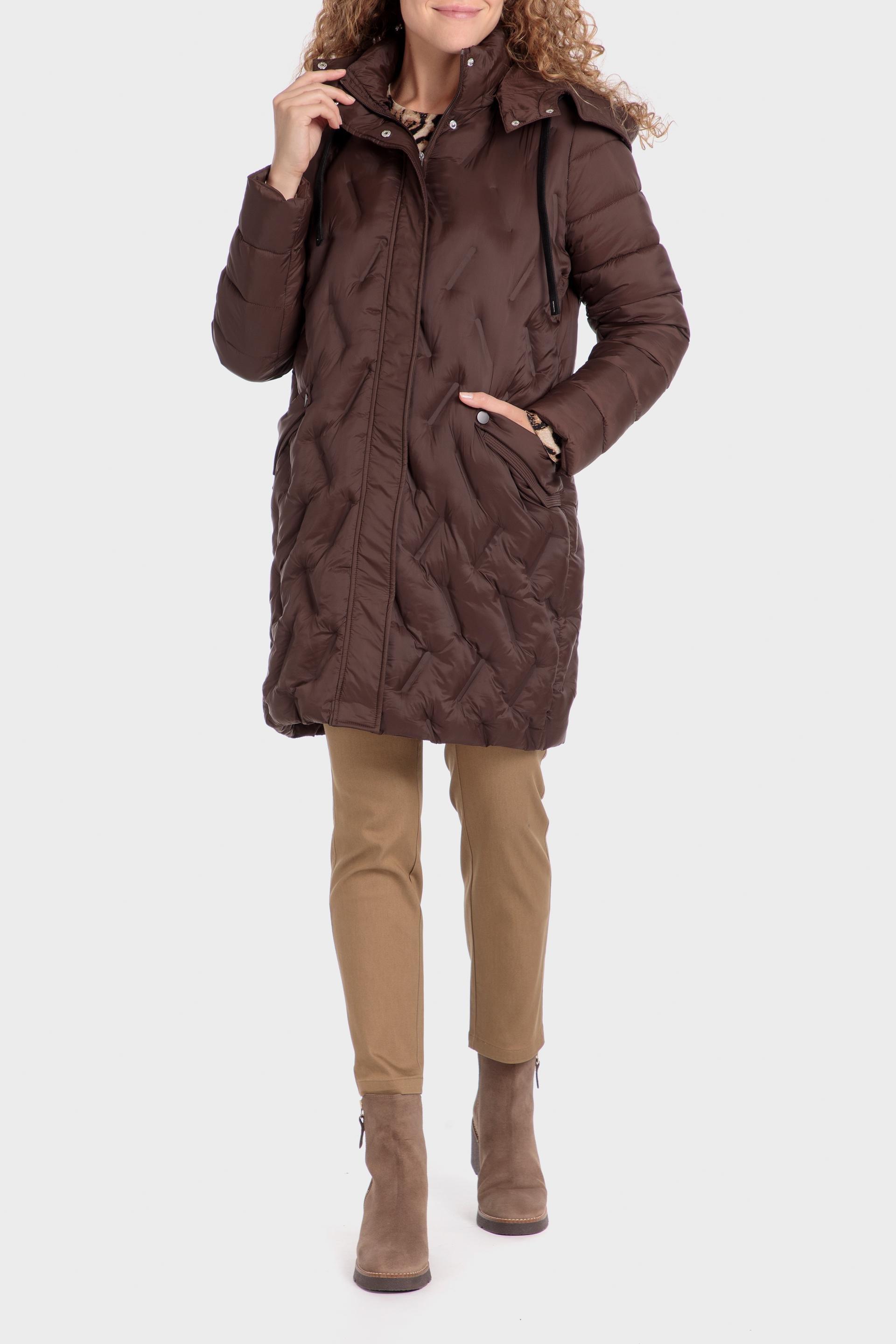Brown Textured Puffer Long, , large image number 1