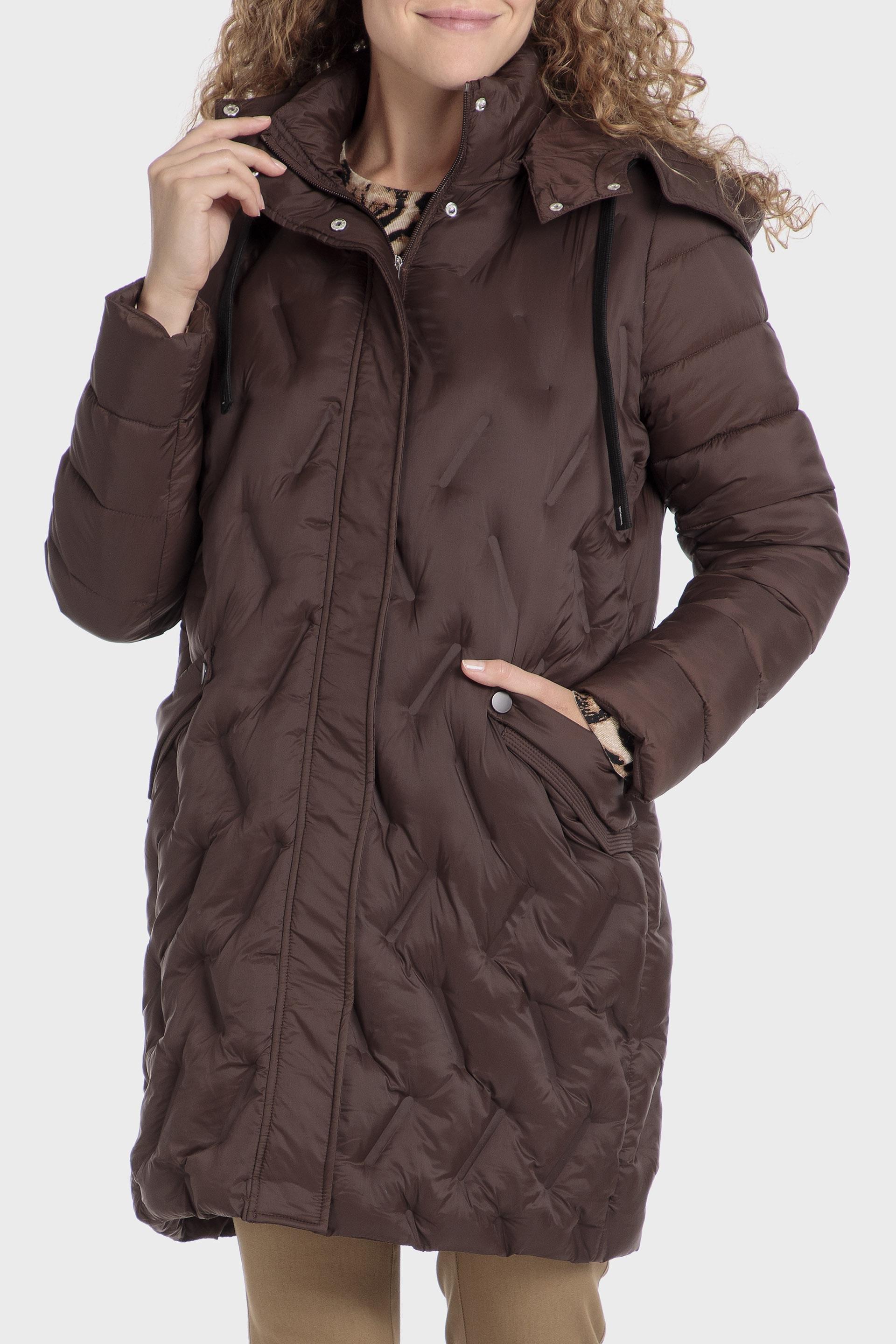 Brown Textured Puffer Long, , large image number 2