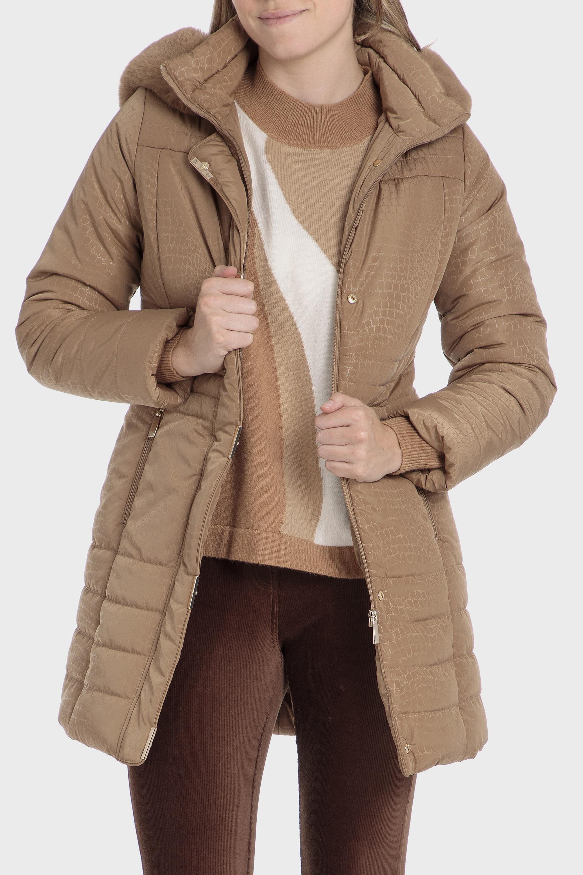 Beige Plain Puffer Parka, , large image number 1