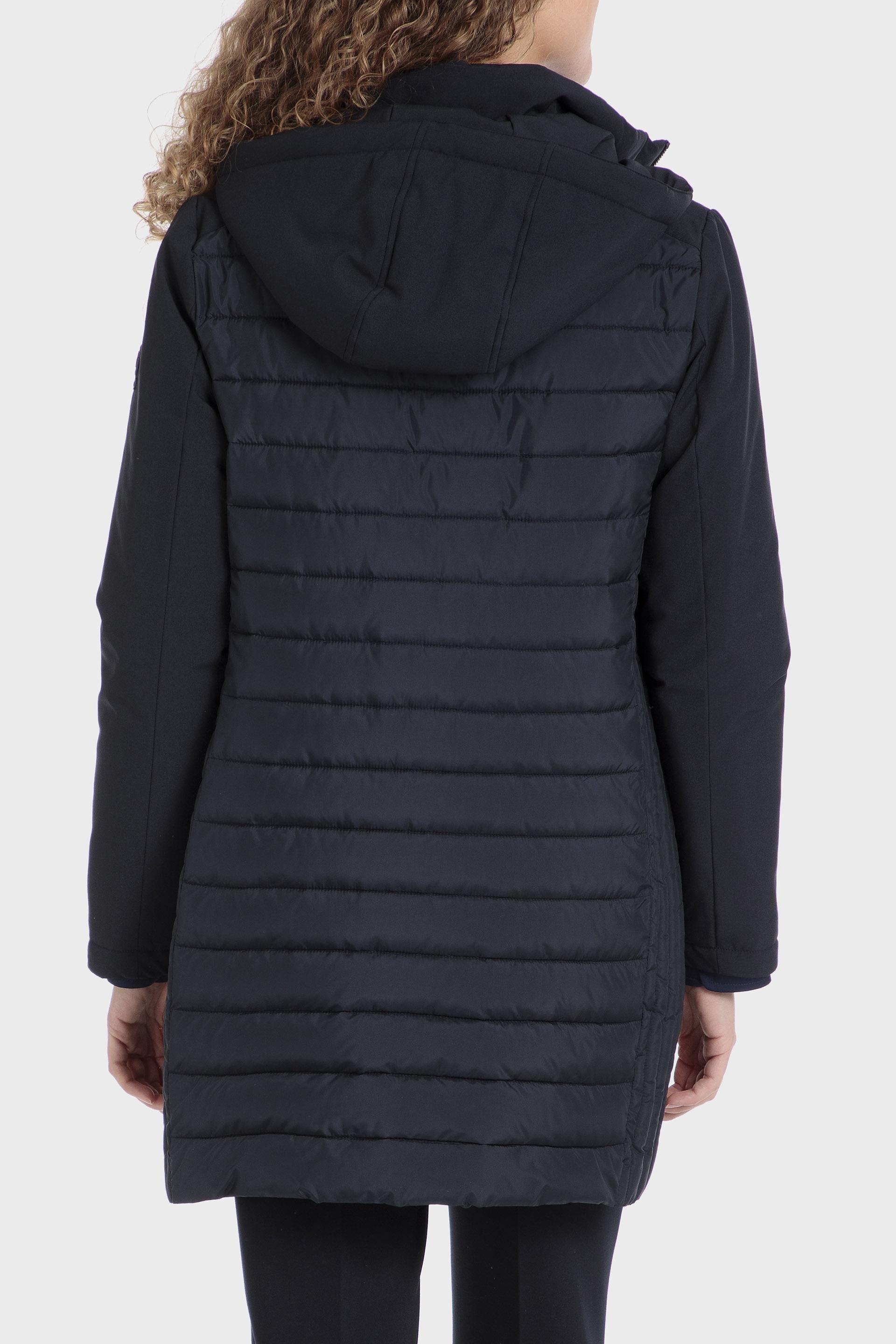 Navy Quilted Knee-Length Coat, , large image number 2