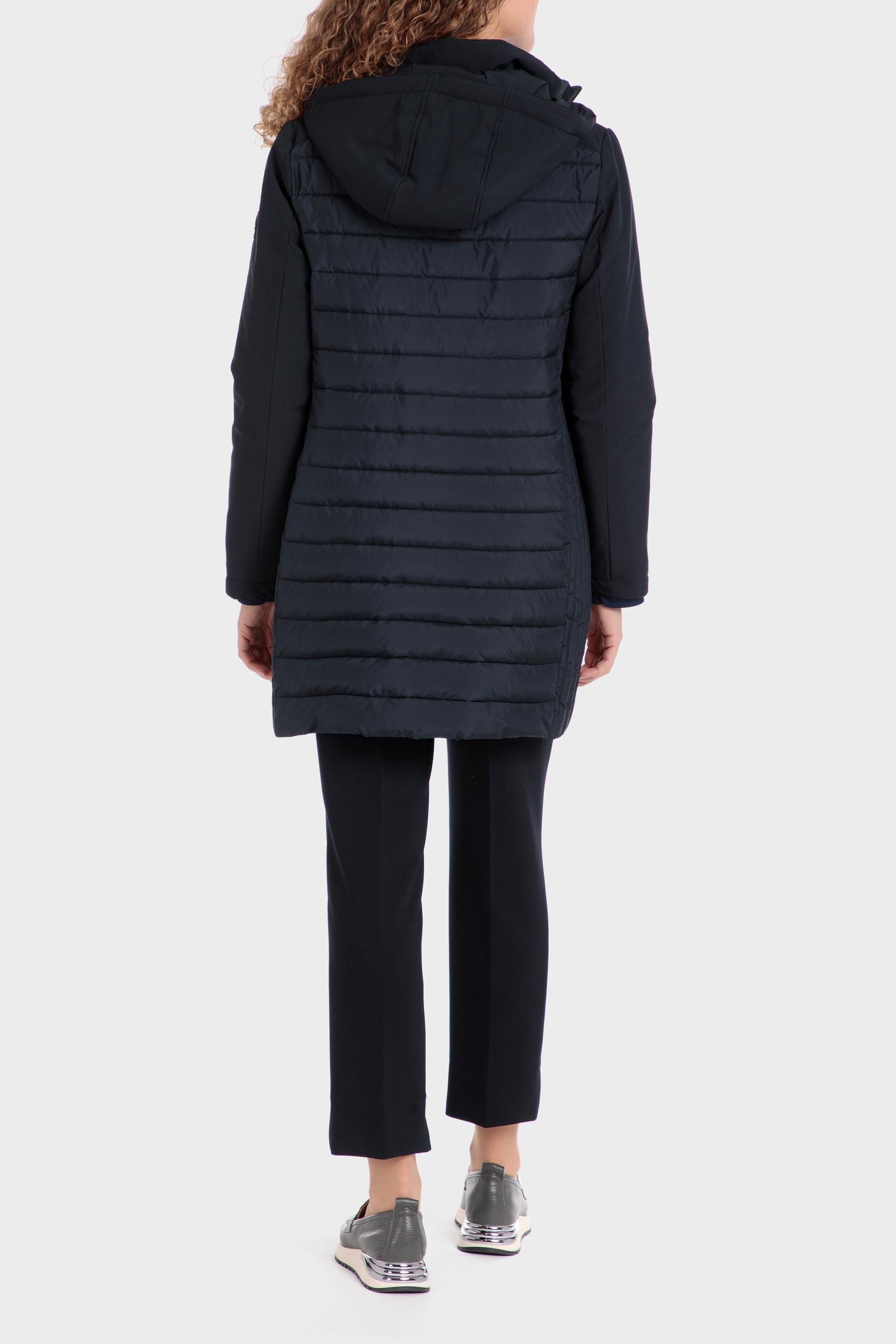 Navy Quilted Knee-Length Coat, , large image number 3