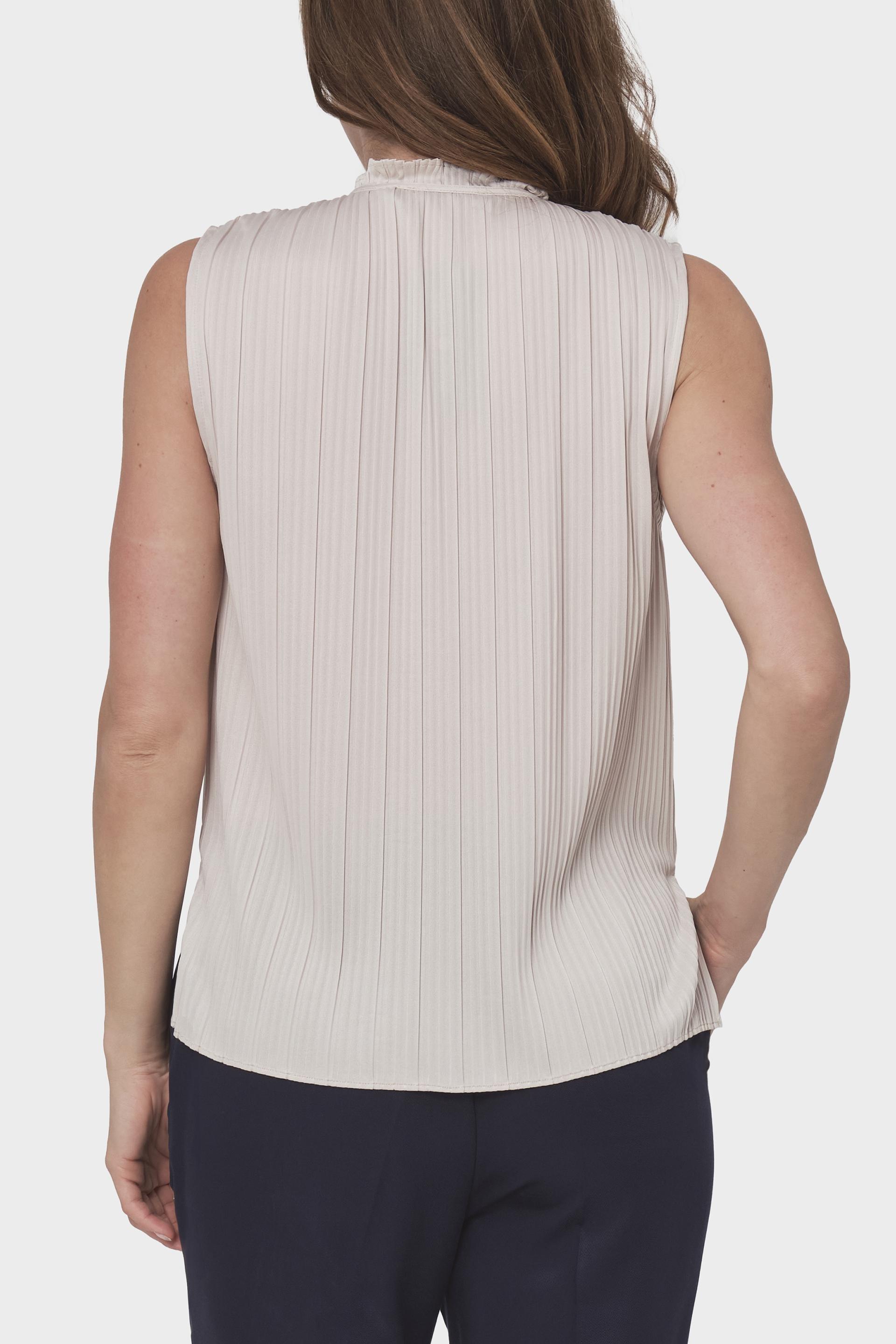 Beige Sleeveless Pleated Top, , large image number 2