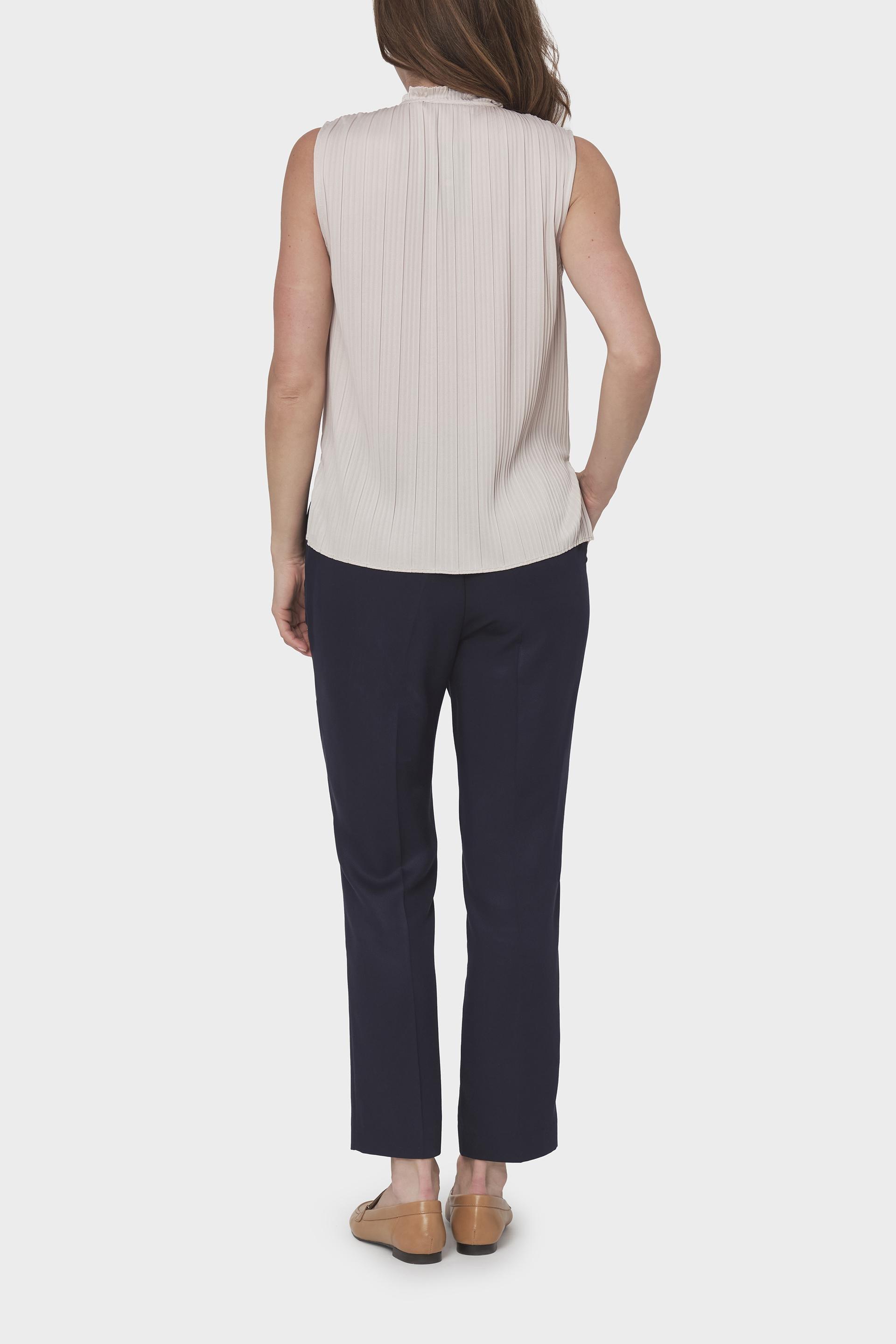 Beige Sleeveless Pleated Top, , large image number 3