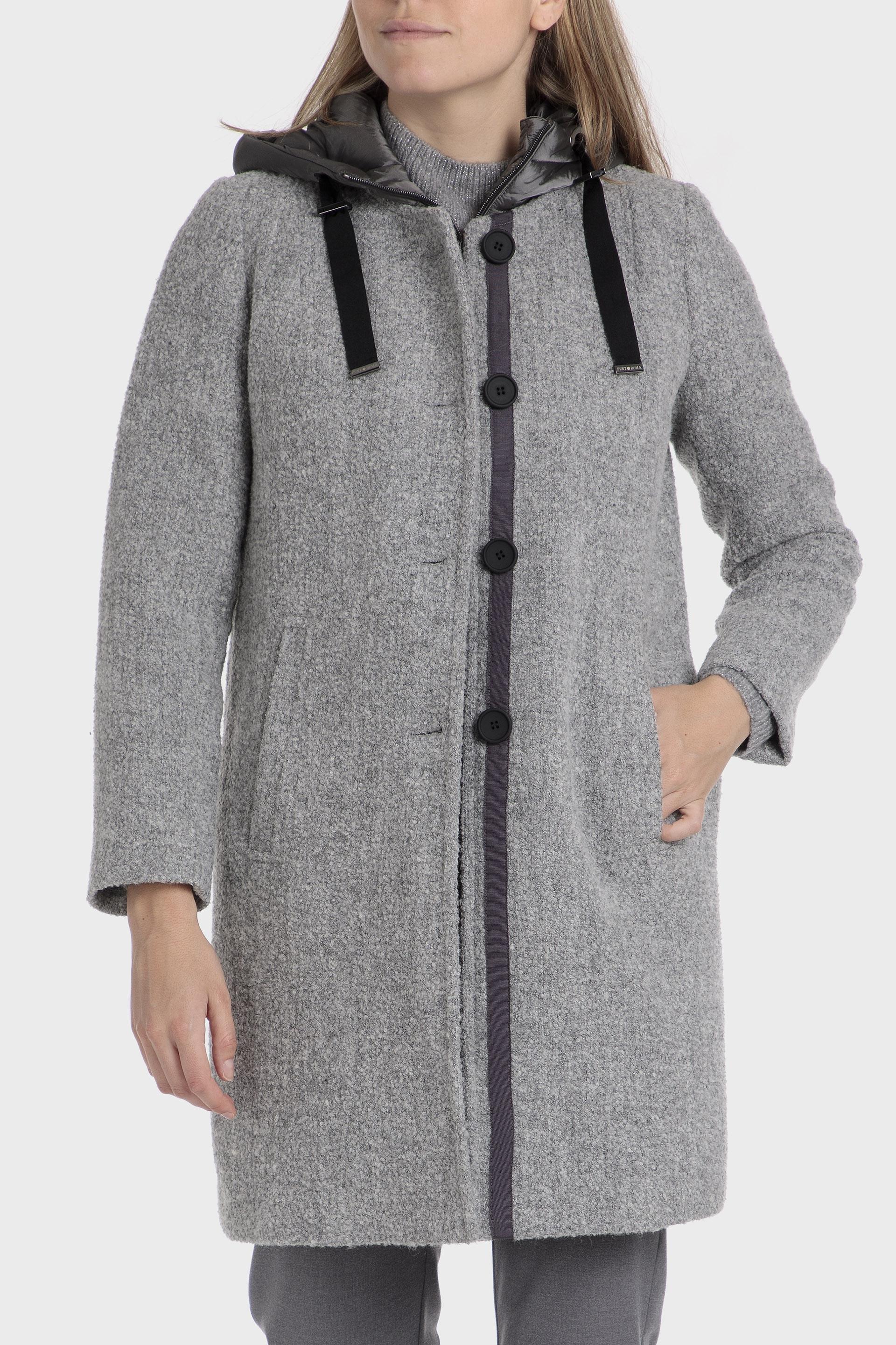 Grey Buttoned Coat, , large image number 0