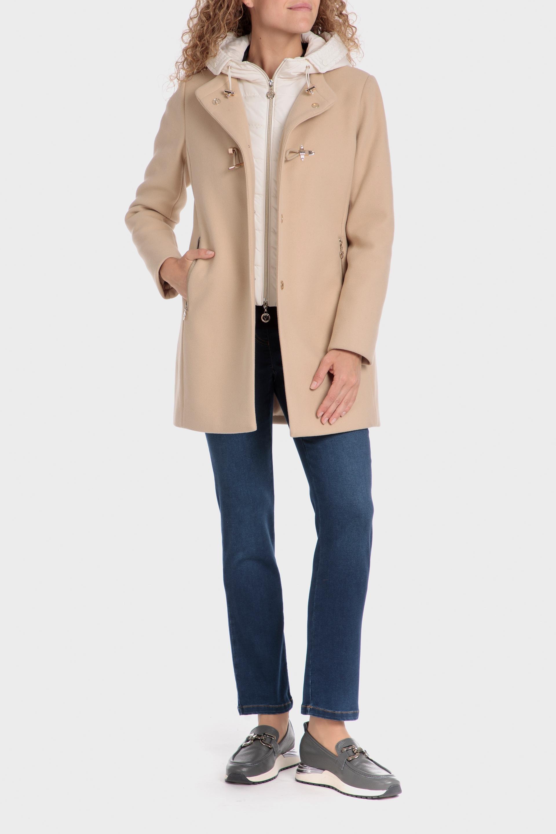Beige Hooded Short Coat, , large image number 0