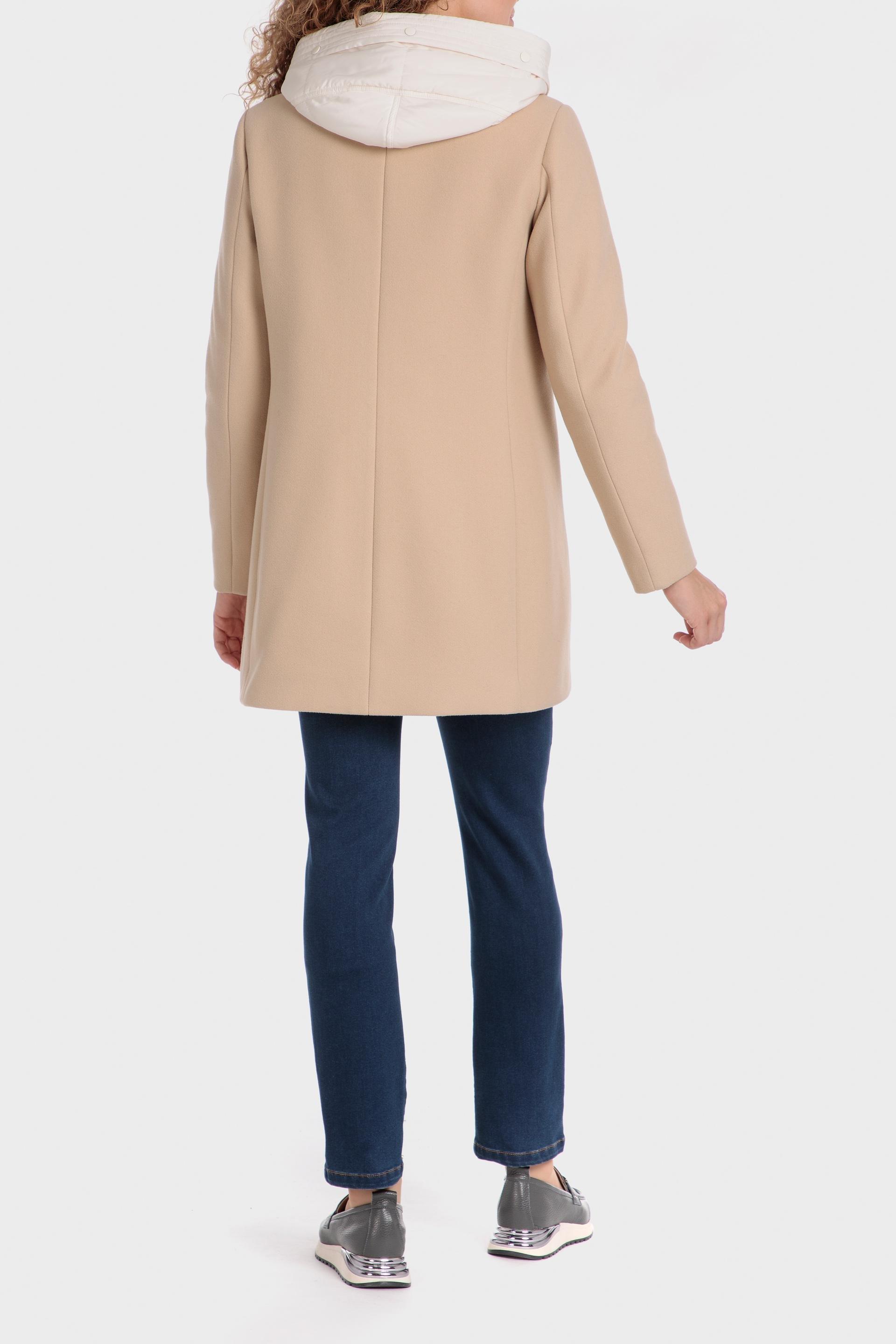 Beige Hooded Short Coat, , large image number 3