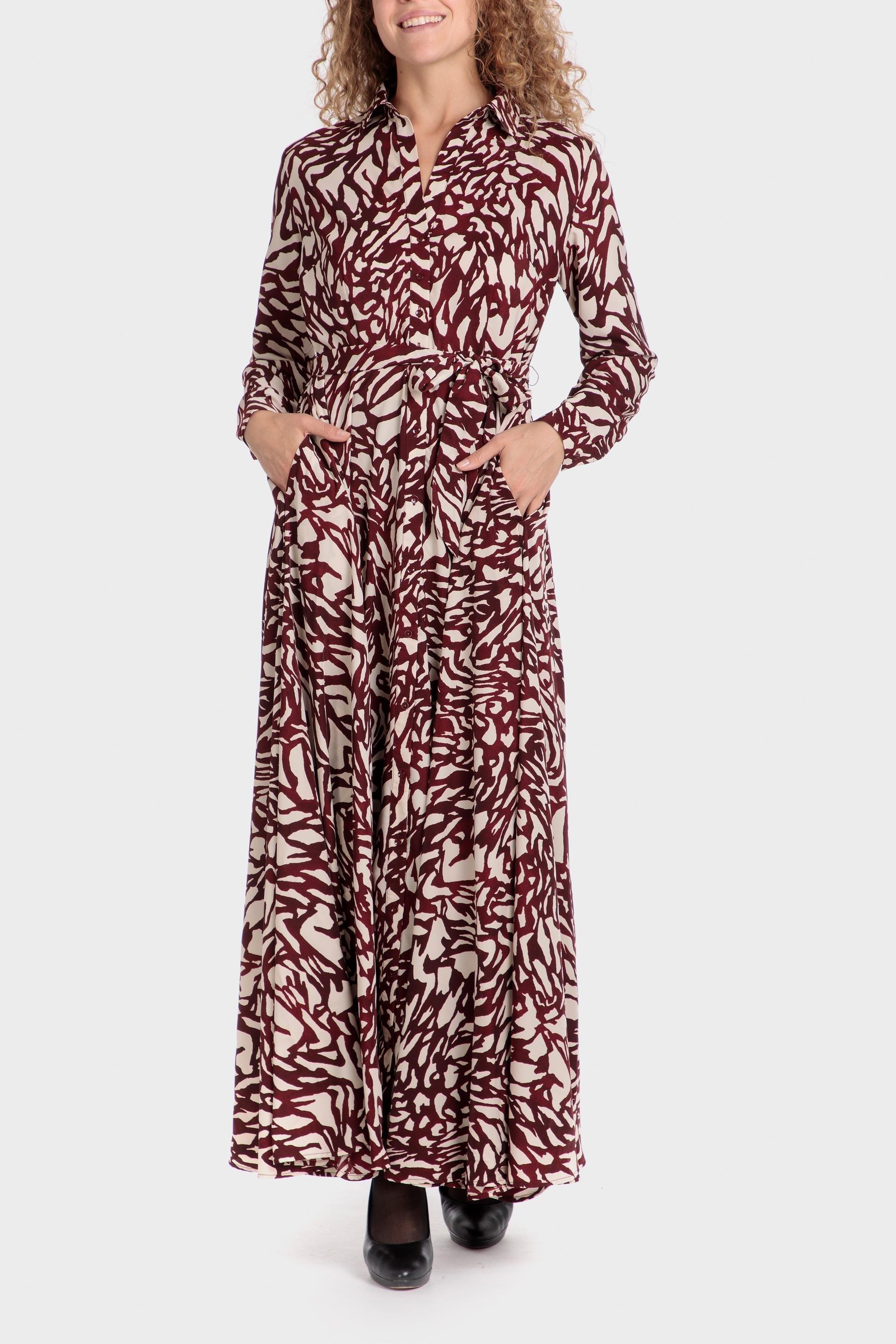 Multicolour Abstract Shirt Dress, Garnet, large image number 0
