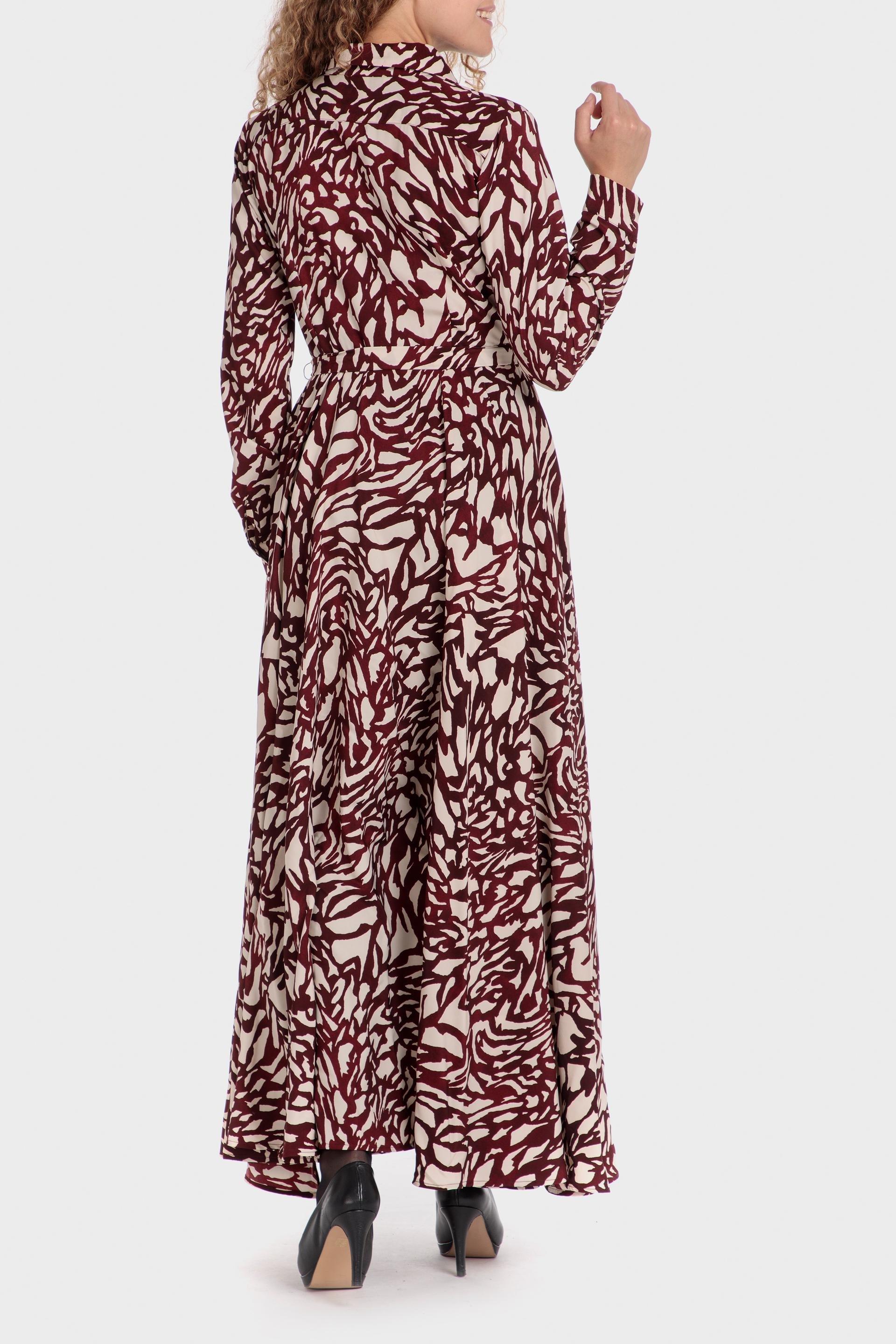 Multicolour Abstract Shirt Dress, Garnet, large image number 1