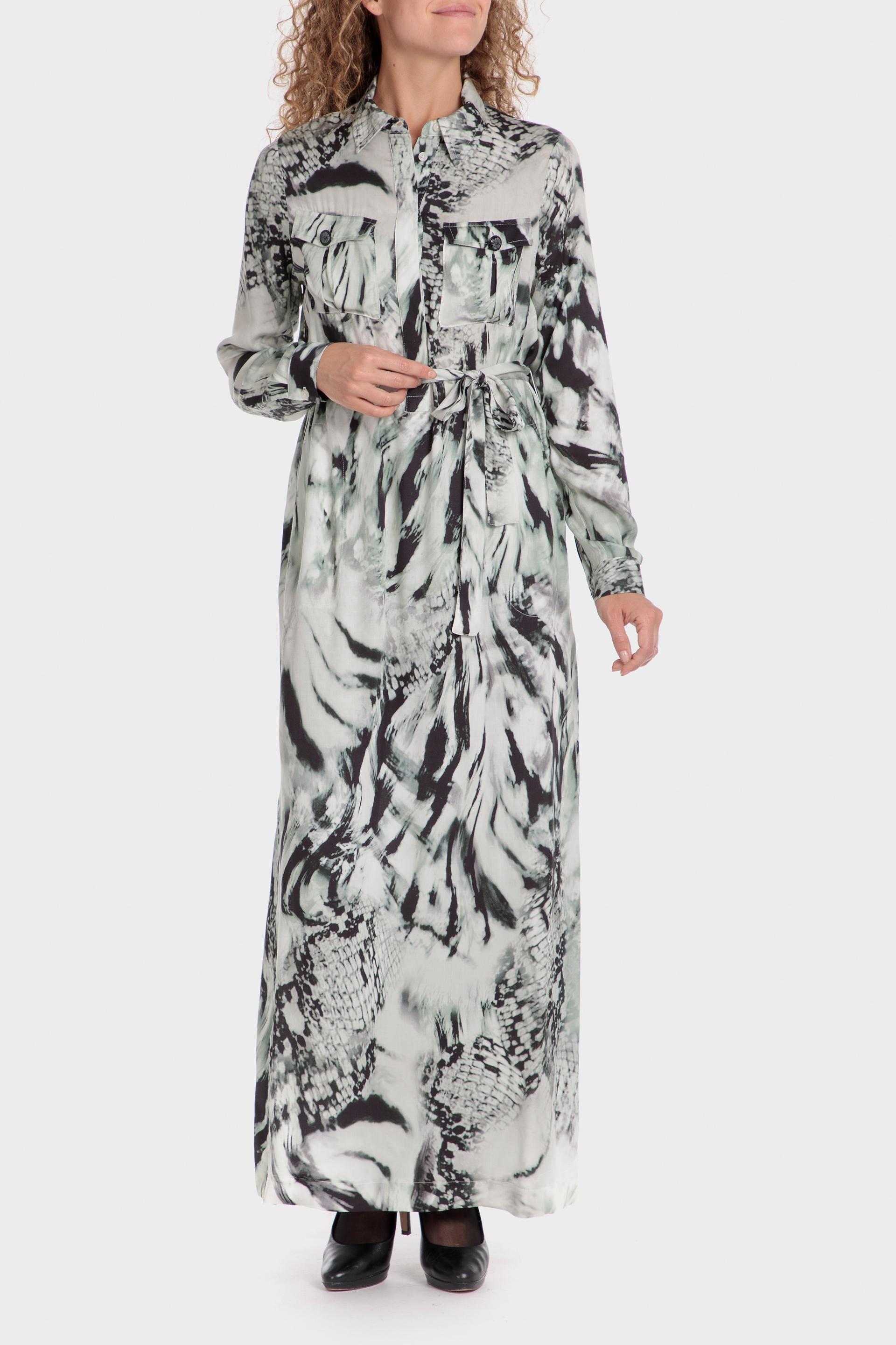 White Animal Print Shirt Dress, , large image number 0