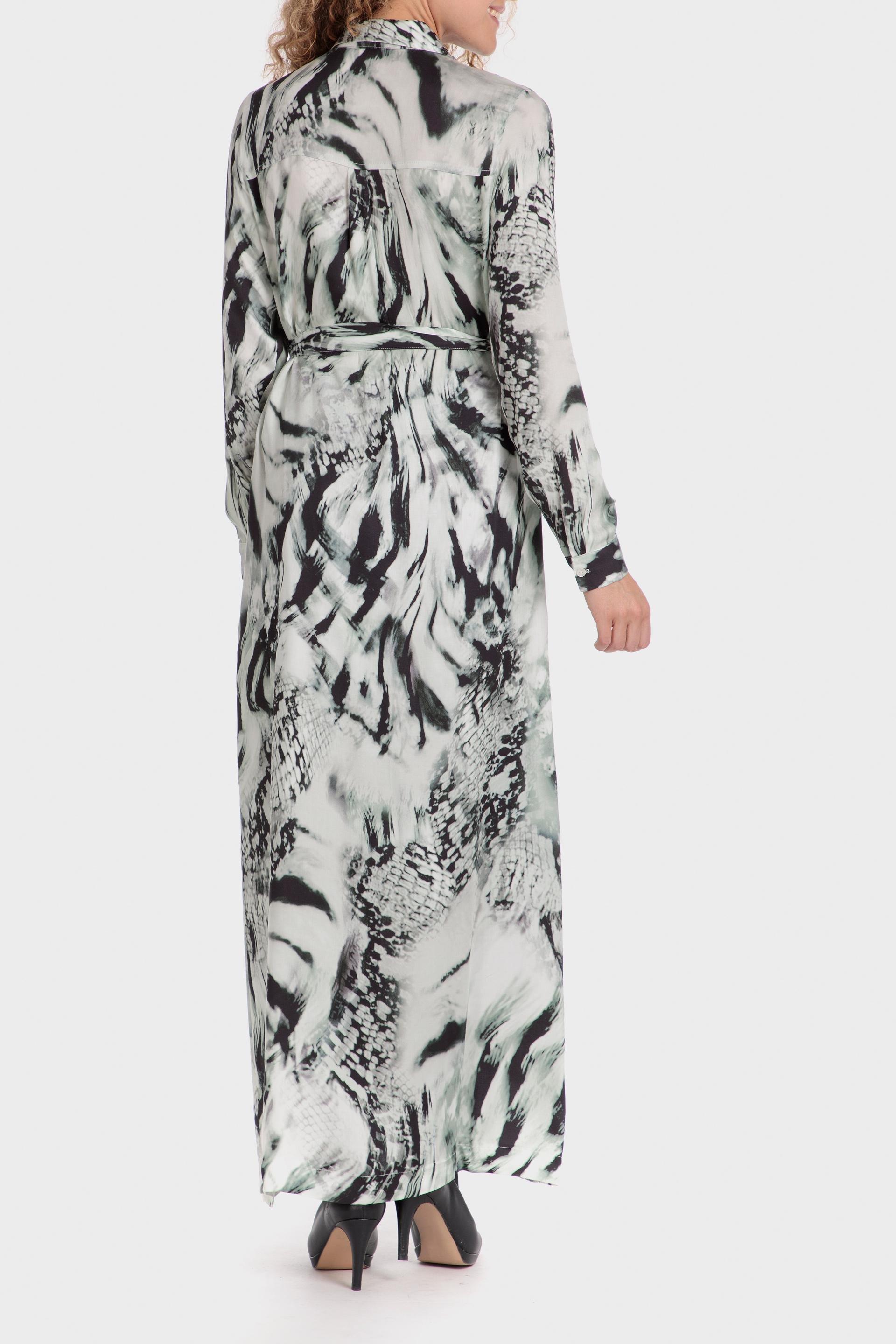 White Animal Print Shirt Dress, , large image number 1