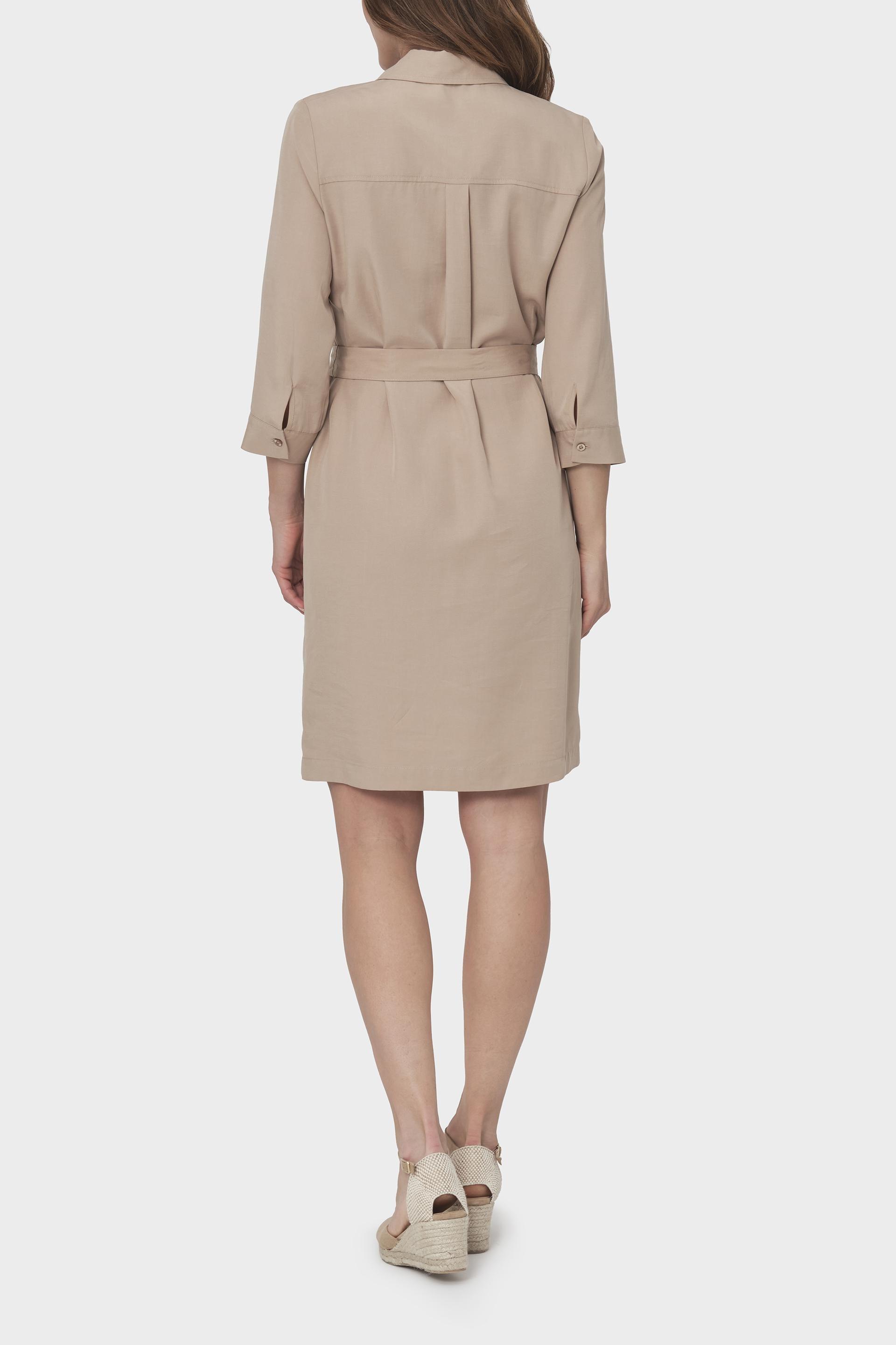 Brown Belted Midi Dress, Brown Almond, large image number 2
