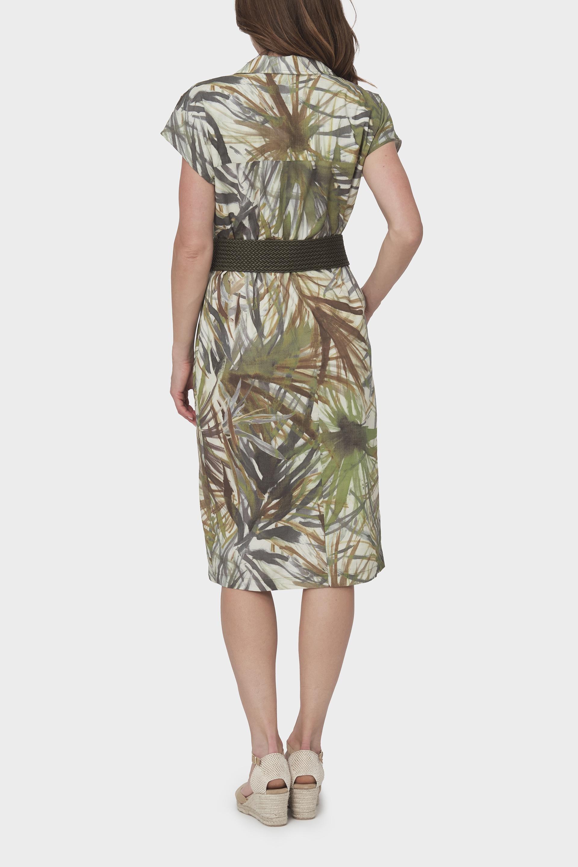 Green Pattern Short Sleeve Midi Dress, , large image number 2