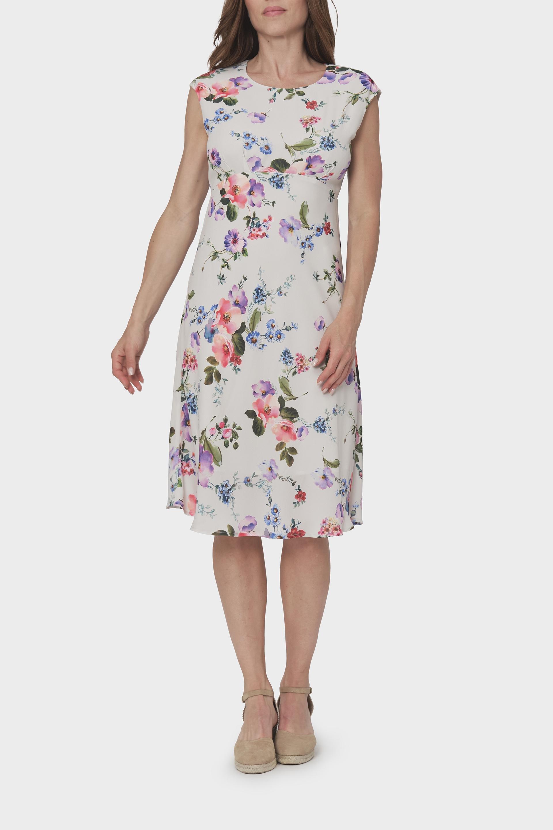 White Pattern Short Sleeve Dress, , large image number 1
