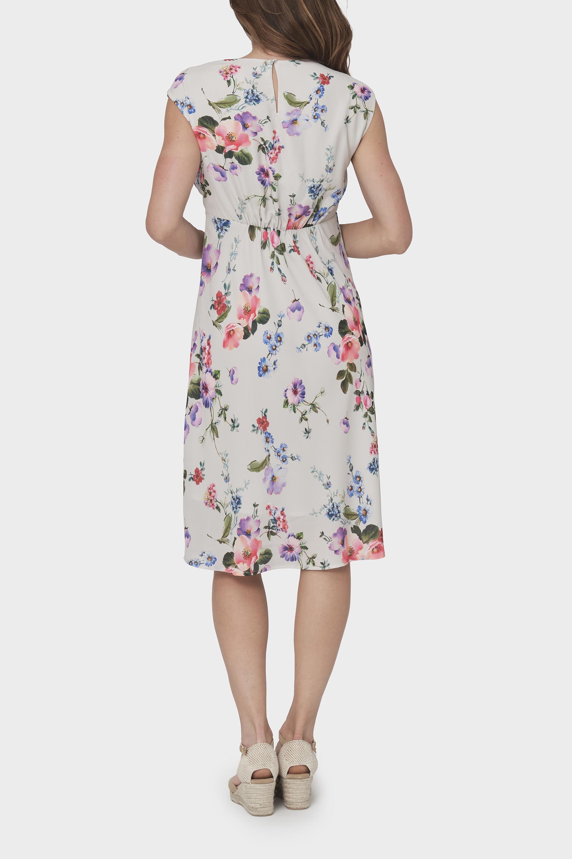 White Pattern Short Sleeve Dress, , large image number 2