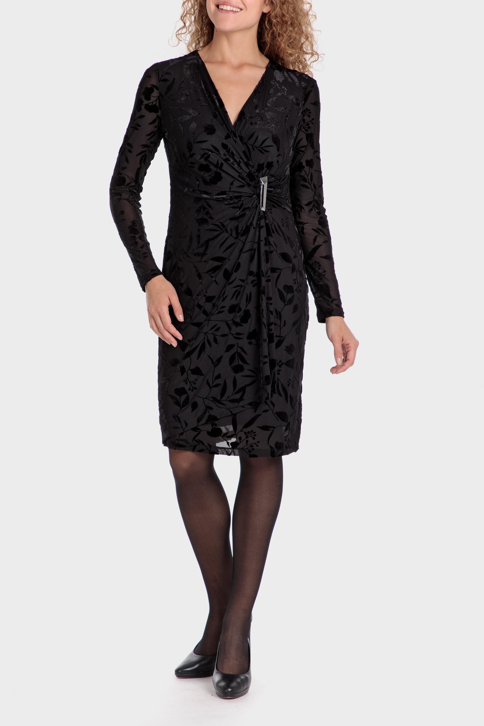 Black Long Sleeve Midi Dress, , large image number 1