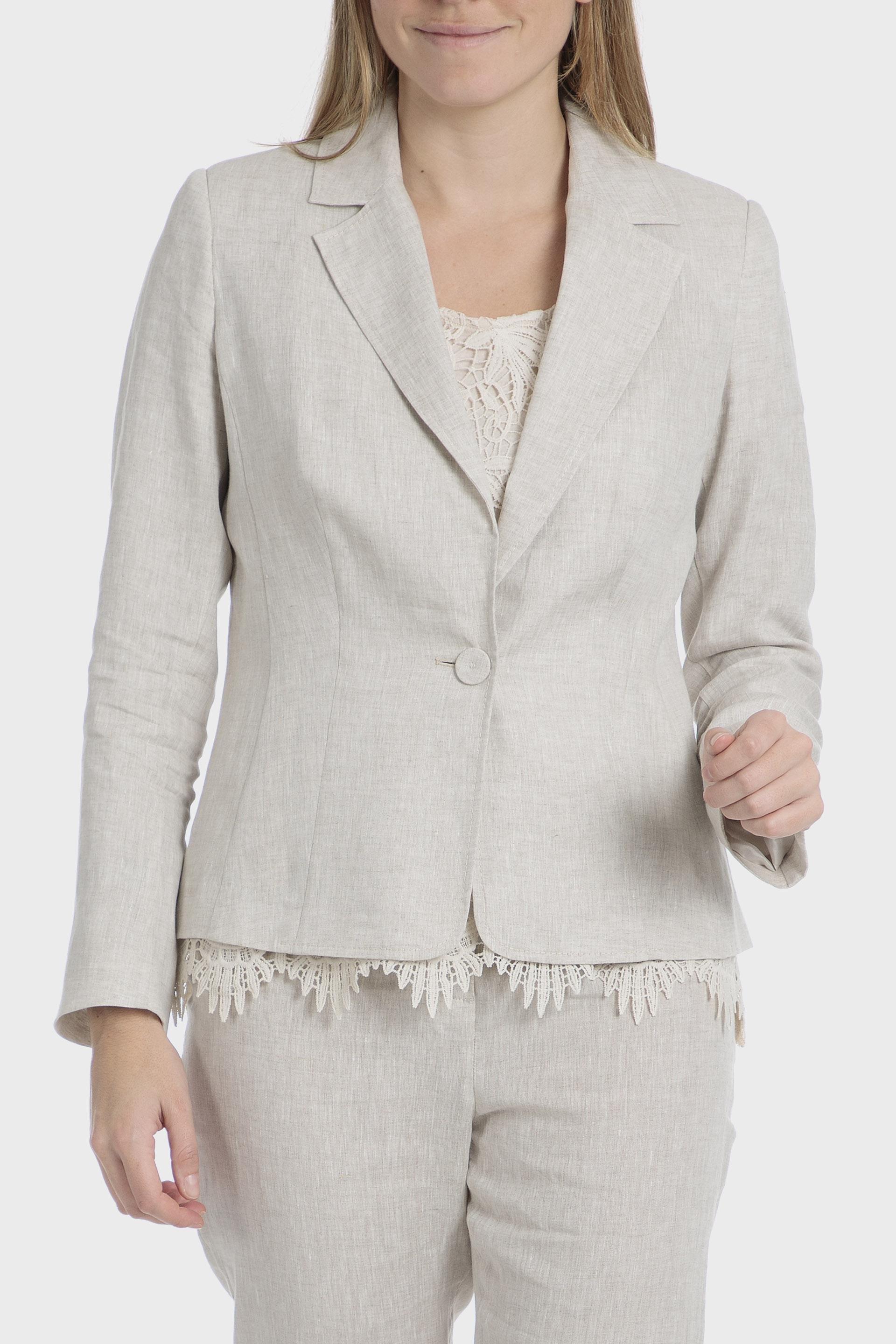 Beige Linen Blazer, , large image number 0