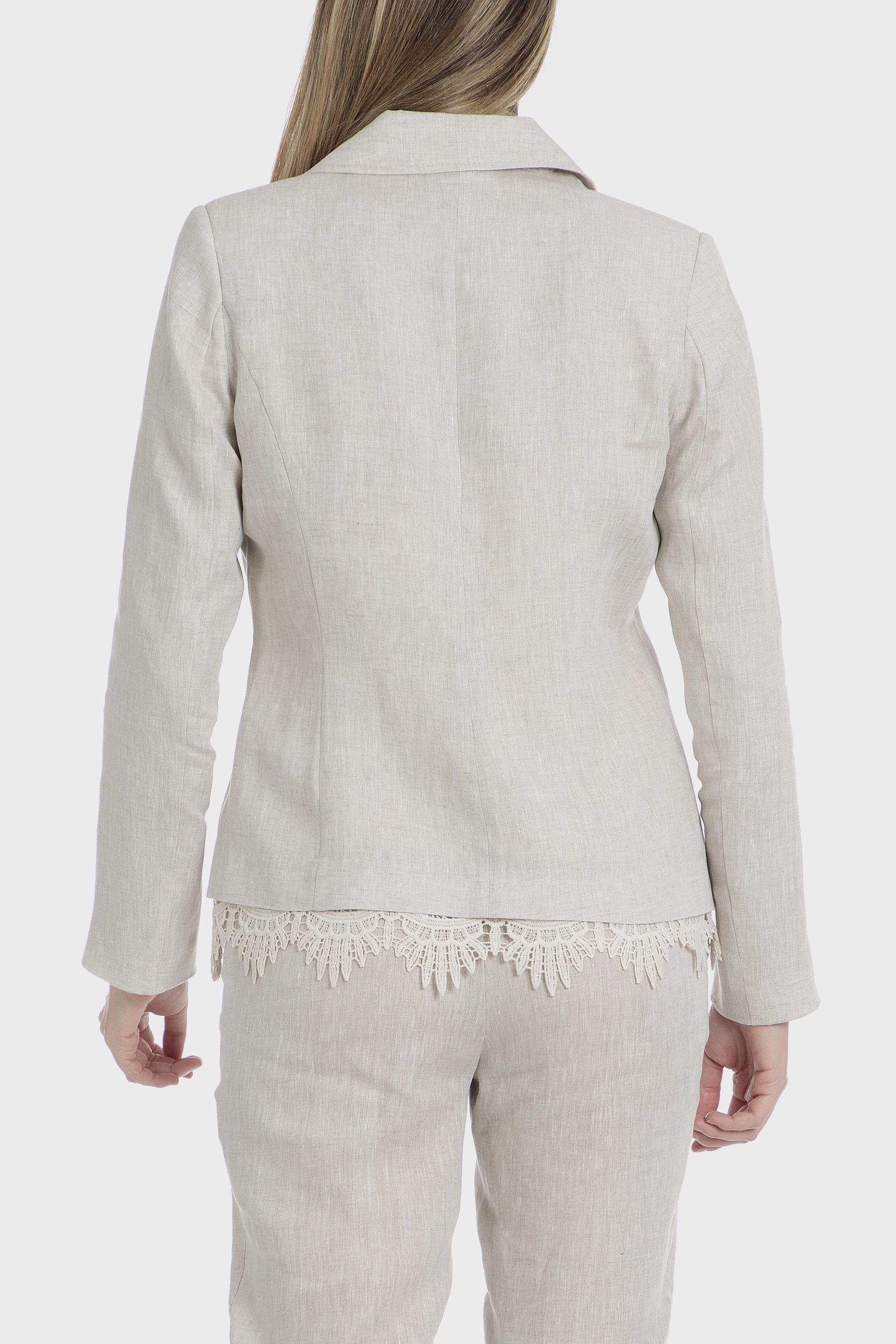 Beige Linen Blazer, Beige, large image number 1