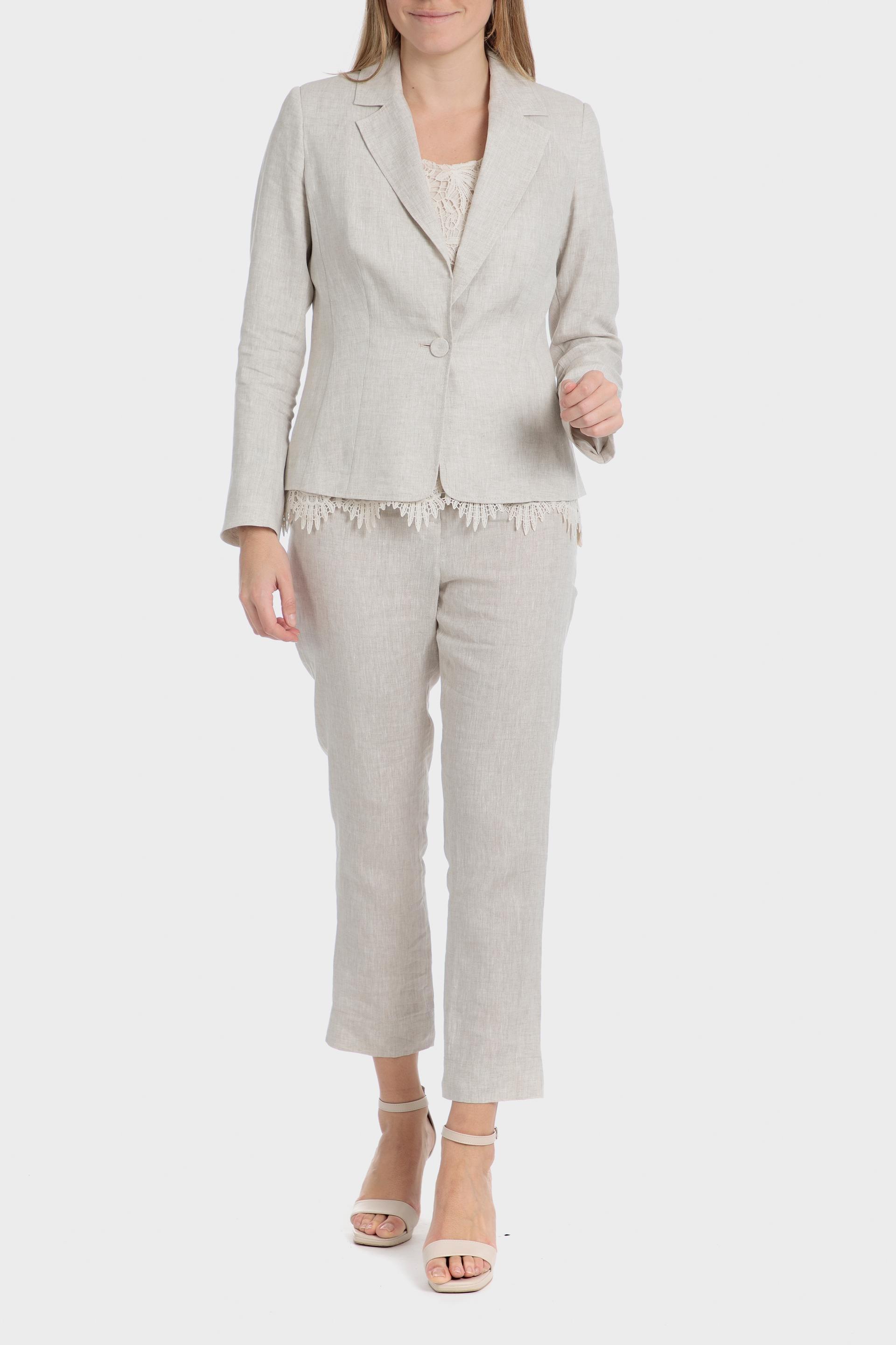 Beige Linen Blazer, Beige, large image number 3