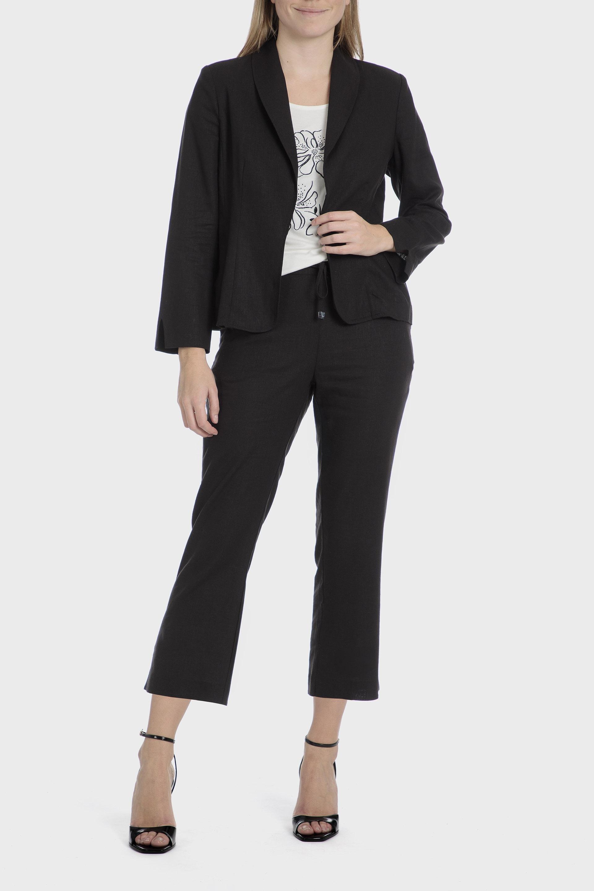 Black Linen Blazer, Black, large image number 3