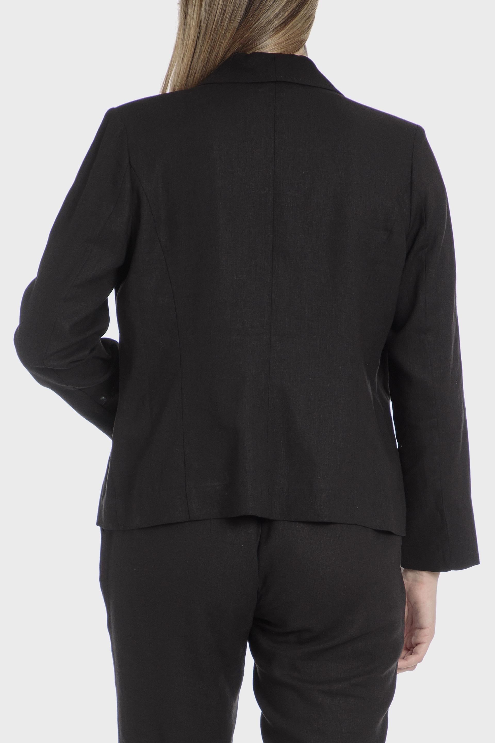 Black Linen Blazer, Black, large image number 4