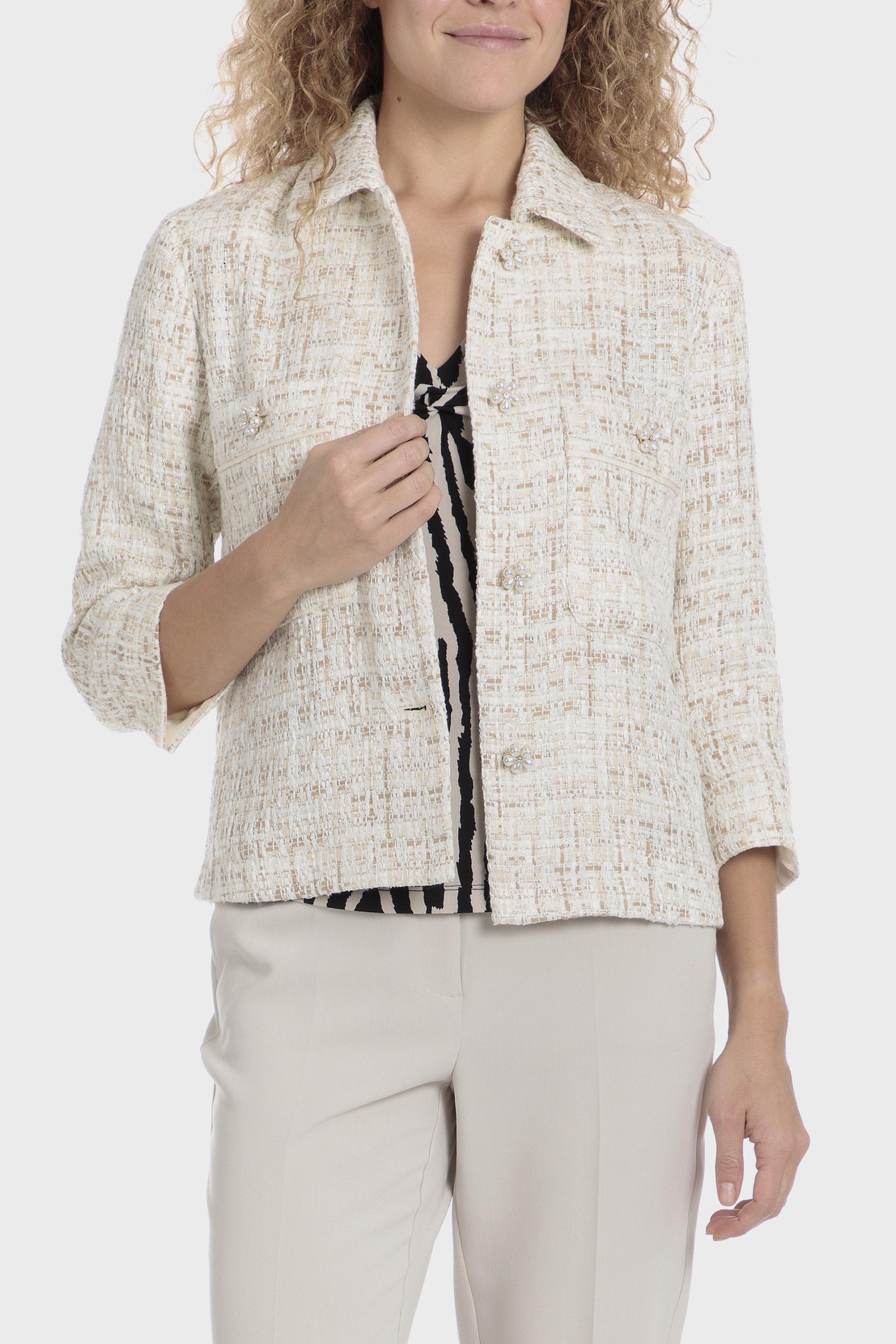 Beige Metallic Thread Jacket, , large image number 0