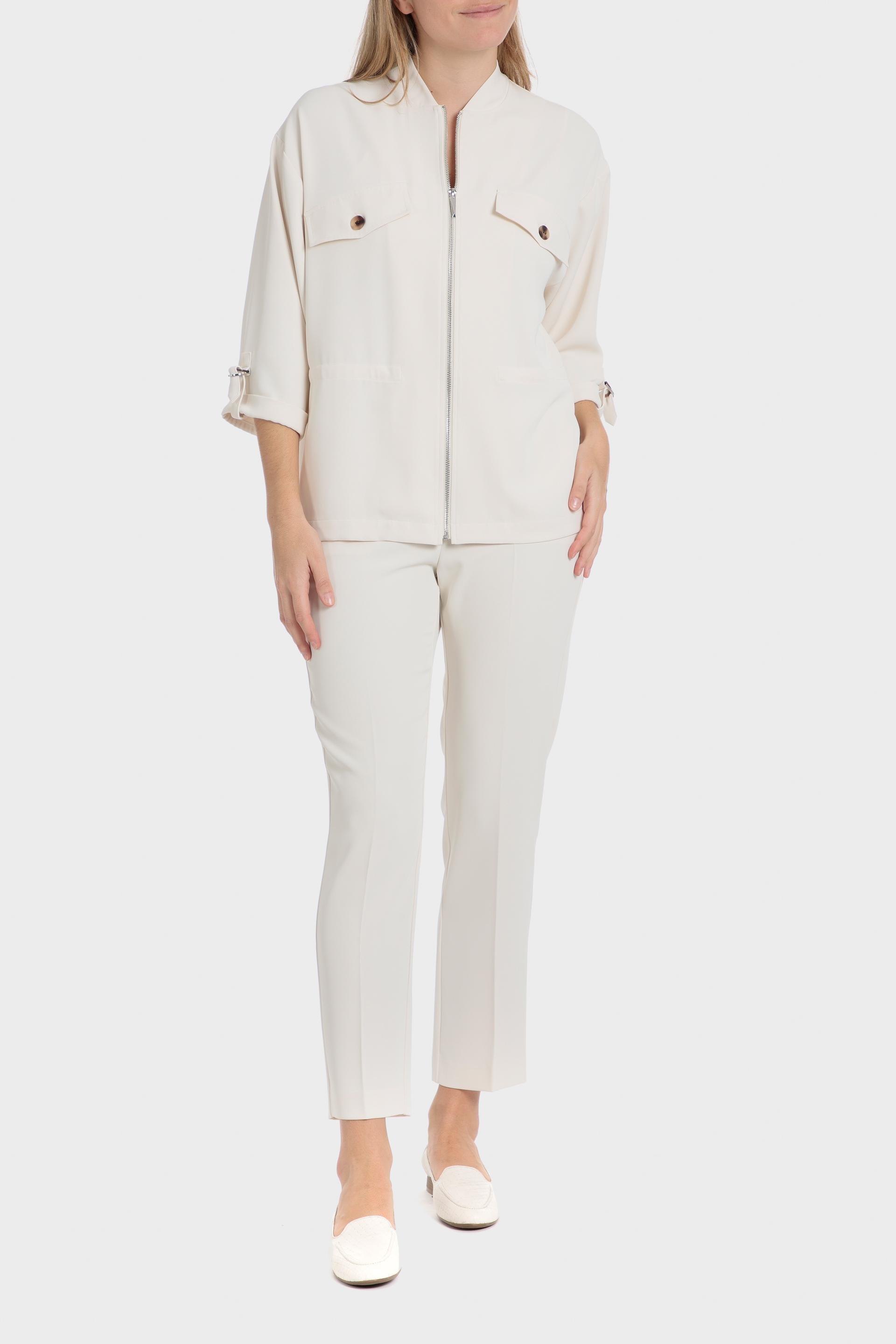 Beige Full Zipper Cardigan, 3701_189, large image number 3