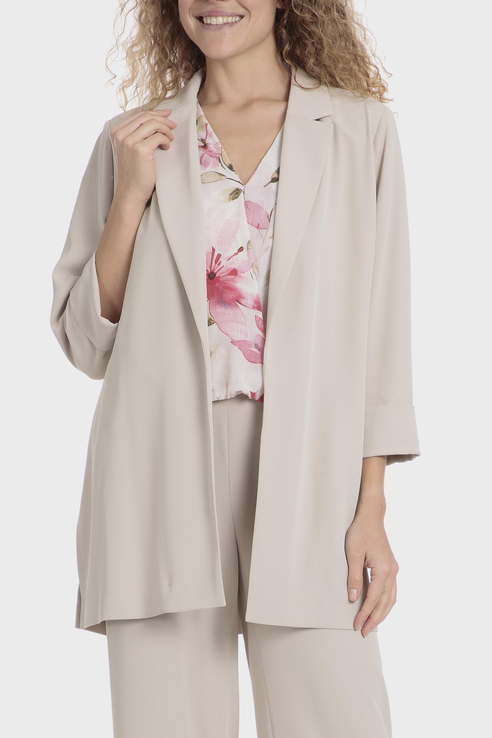 Beige Soft Long Blazer, , large image number 0
