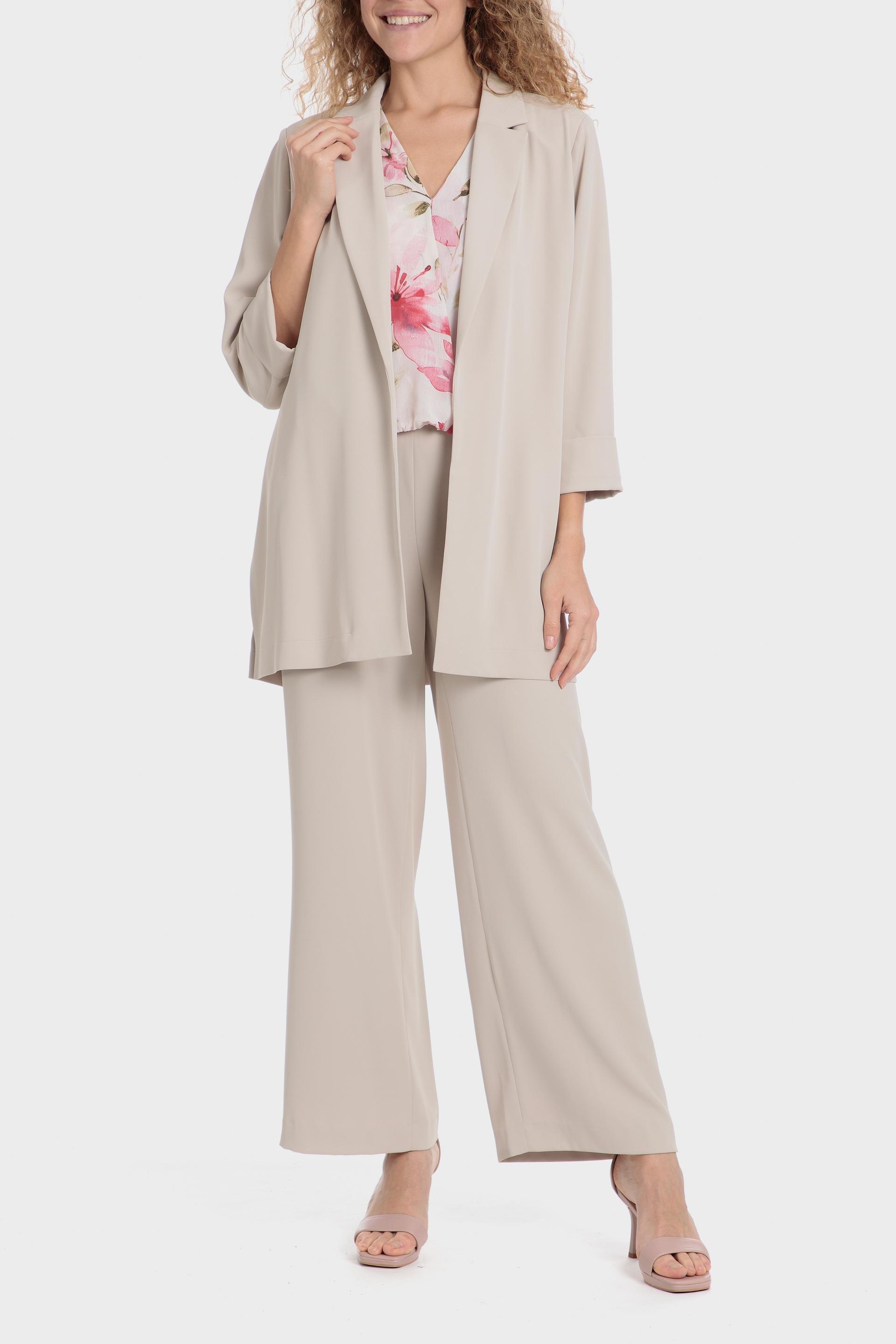 Beige Soft Long Blazer, , large image number 2