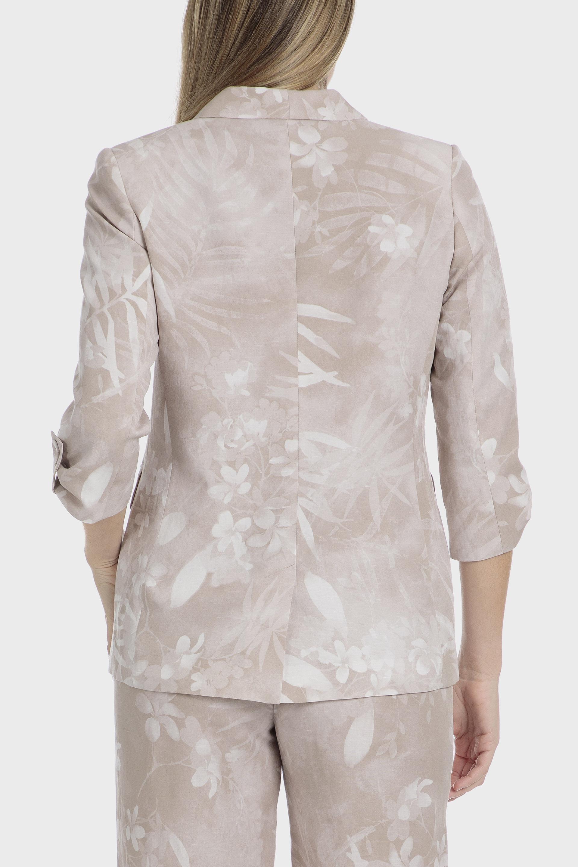 Beige Printed Blazer, , large image number 1