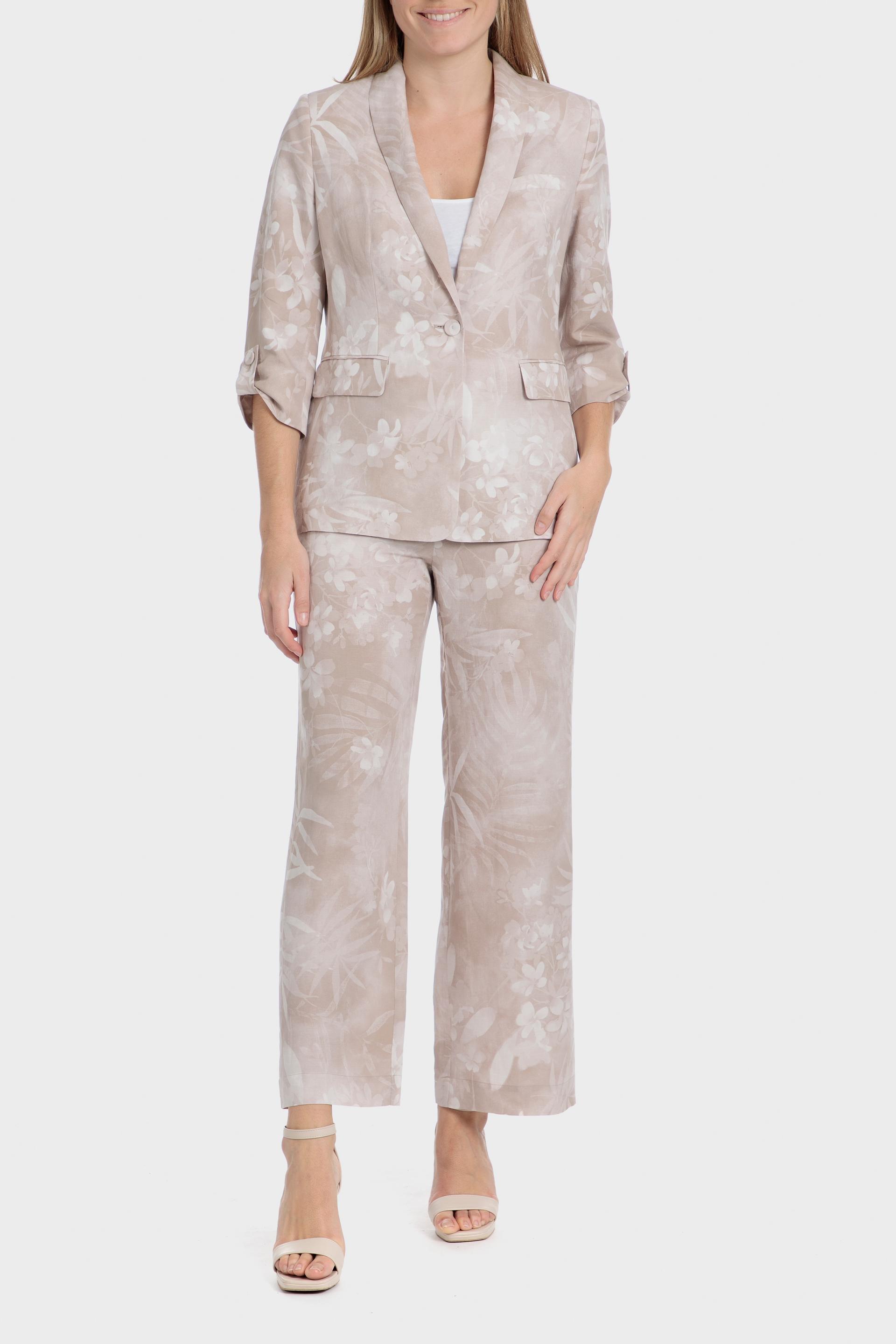 Beige Printed Blazer, , large image number 2